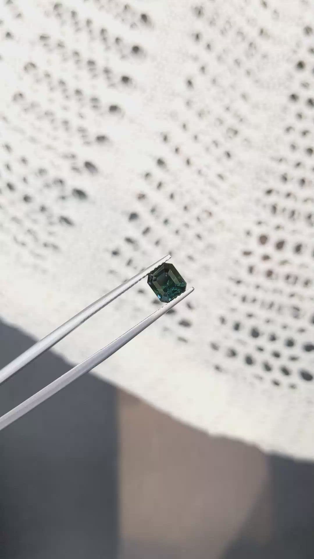 2.11 Ct. Bluish Green Sapphire from Madagascar Size Video
