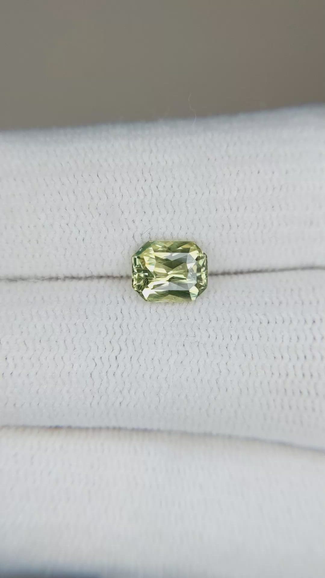 1.21 Ct. Yellowish Green Sapphire from Madagascar Size Video