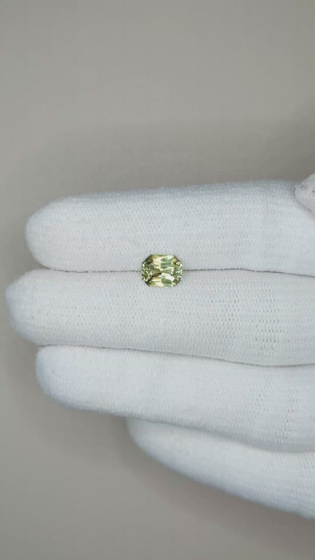 1.21 Ct. Yellowish Green Sapphire from Madagascar Size Video