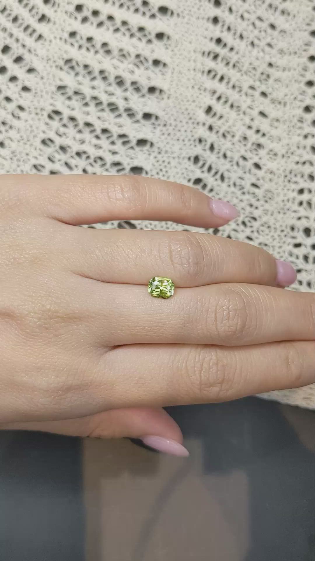 1.21 Ct. Yellowish Green Sapphire from Madagascar Size Video