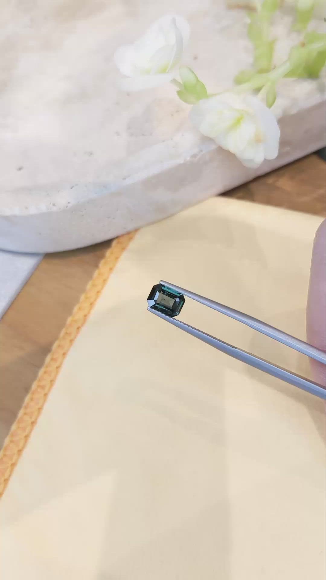 1.28 Ct. Bluish Green Sapphire from Madagascar Size Video