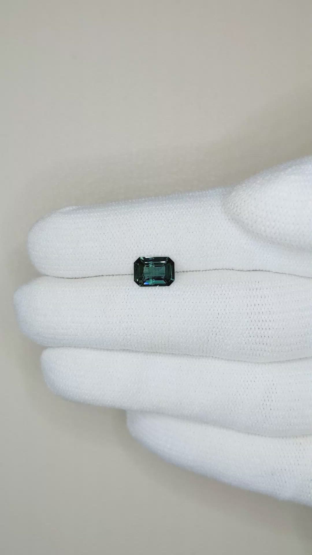 1.28 Ct. Bluish Green Sapphire from Madagascar Size Video