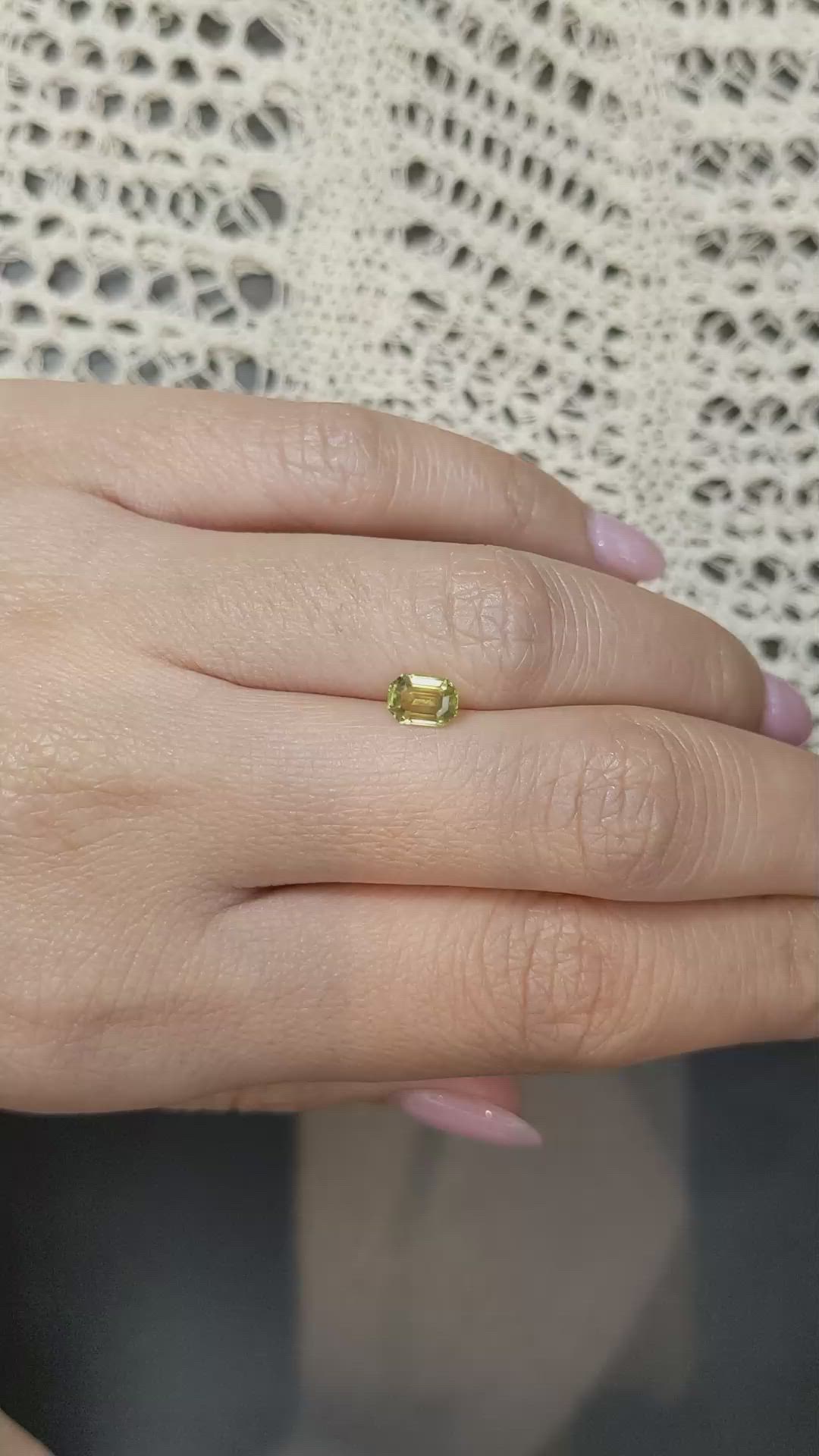 0.82 Ct. Greenish Yellow Sapphire from Madagascar Size Video