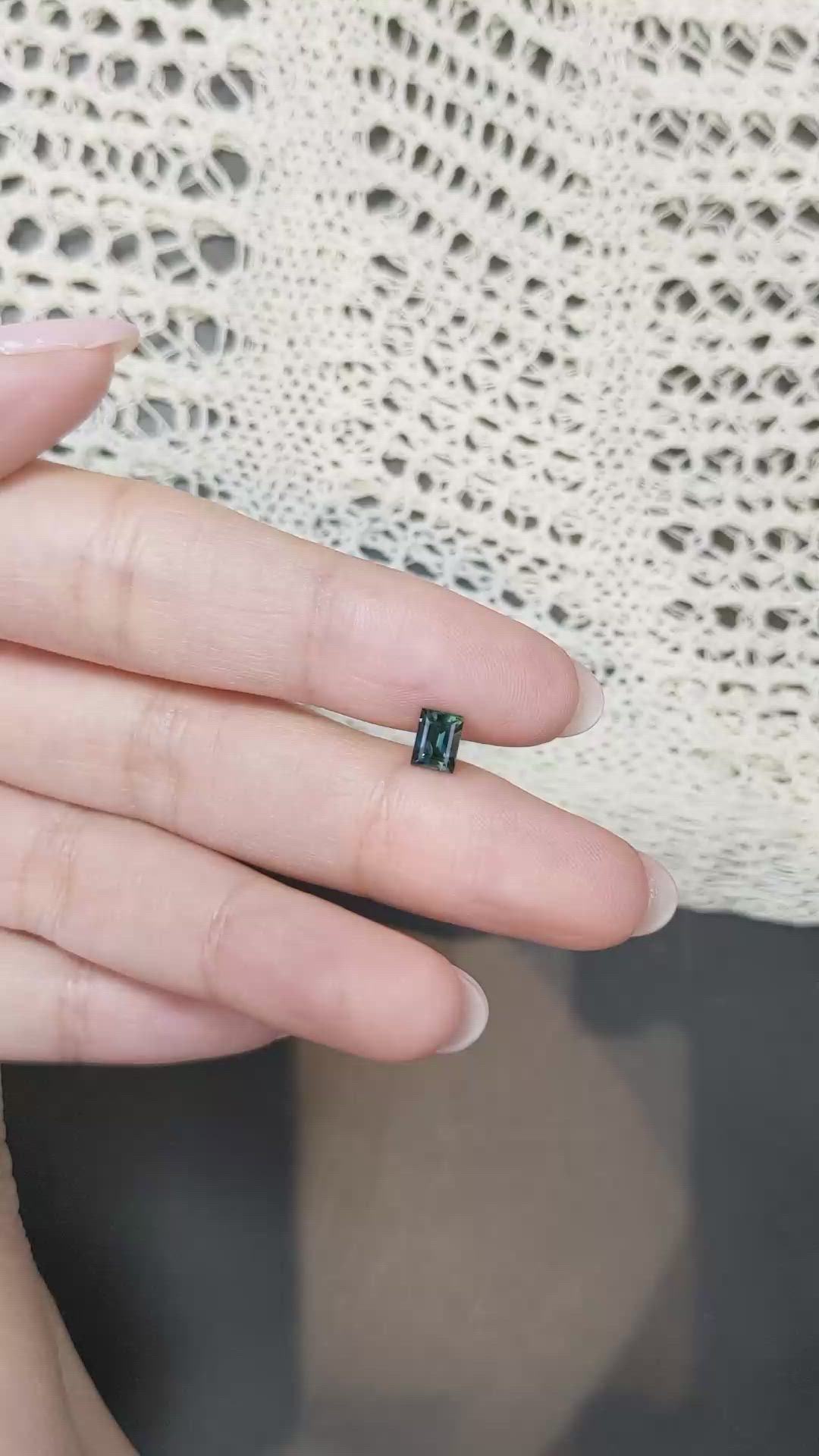0.94 Ct. Bluish Green Sapphire from Madagascar Size Video