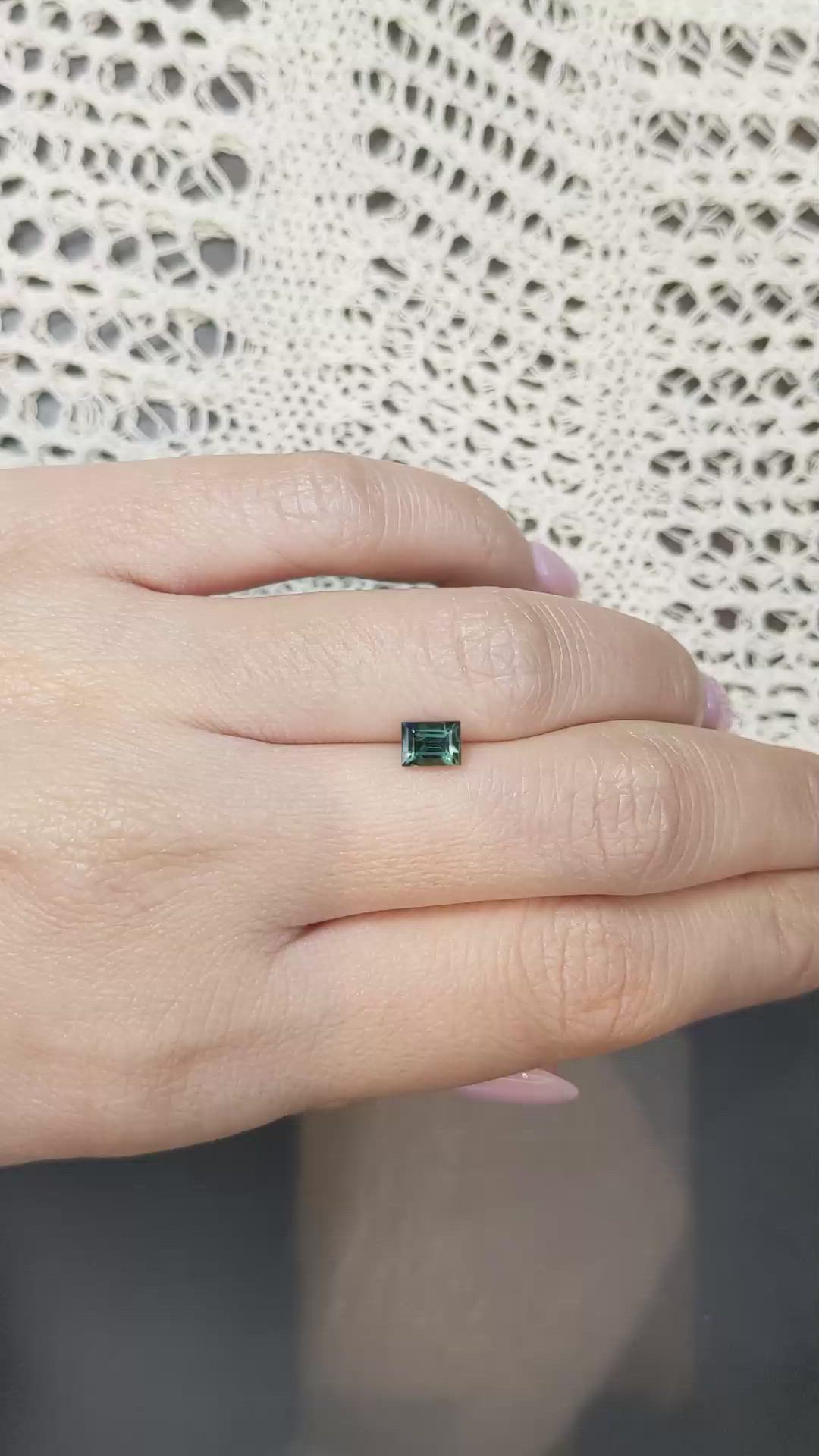 0.94 Ct. Bluish Green Sapphire from Madagascar Size Video