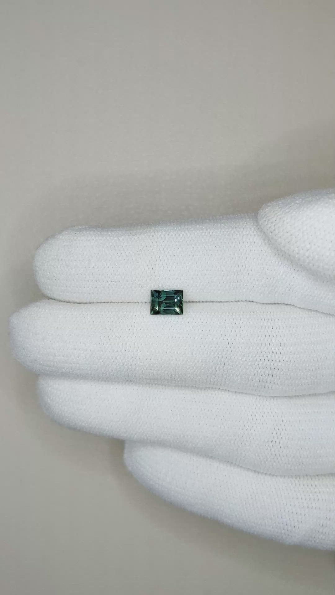 0.94 Ct. Bluish Green Sapphire from Madagascar Size Video