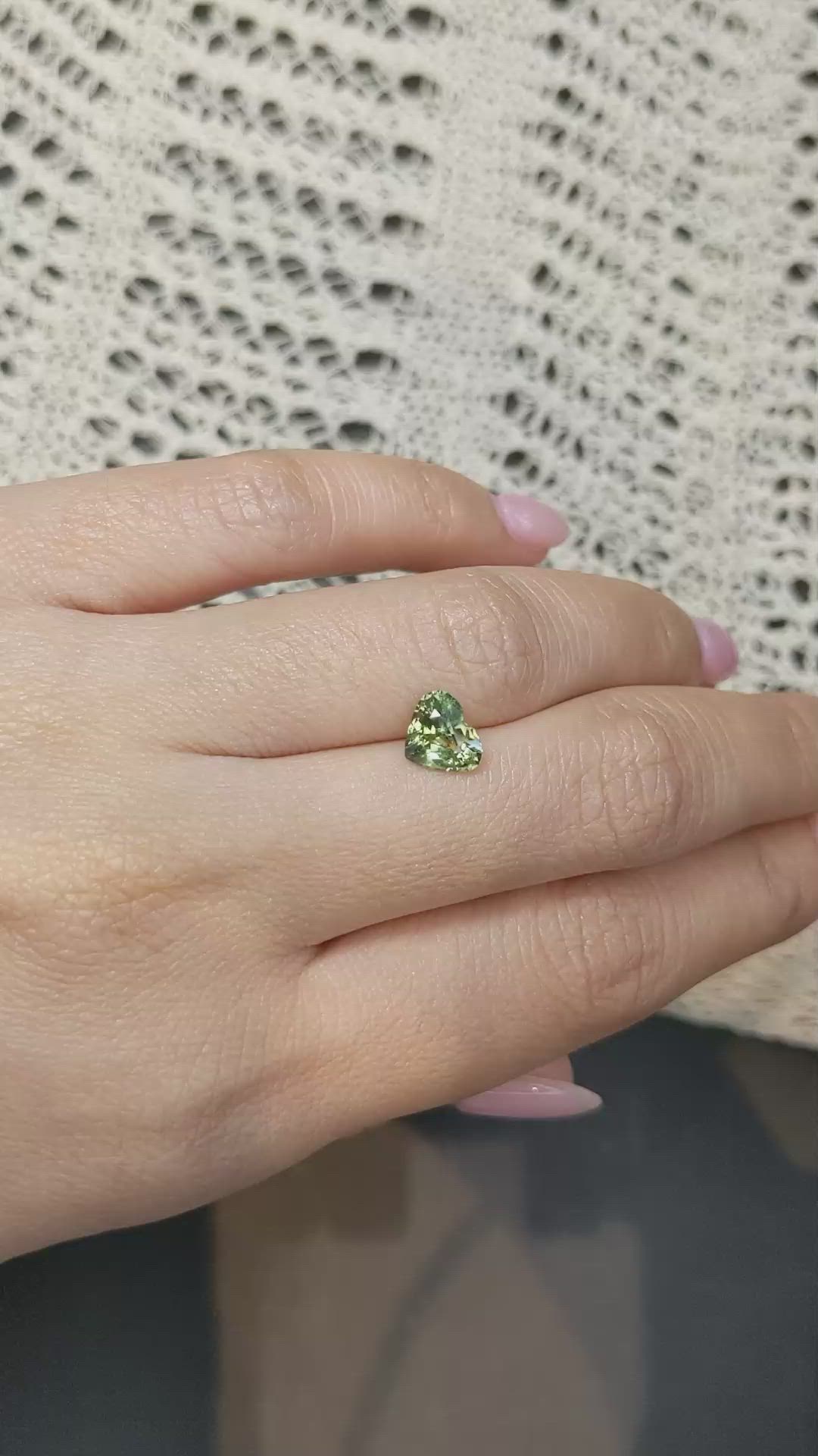 1.63 Ct. Yellowish Green Sapphire from Madagascar Size Video