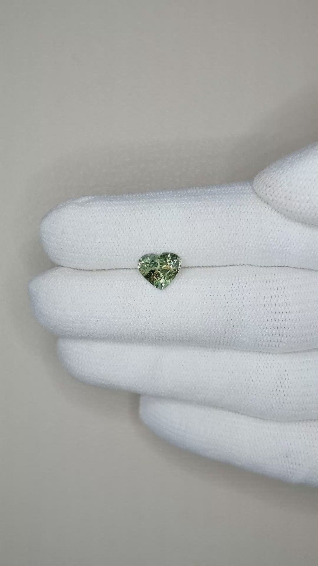 1.63 Ct. Yellowish Green Sapphire from Madagascar Size Video
