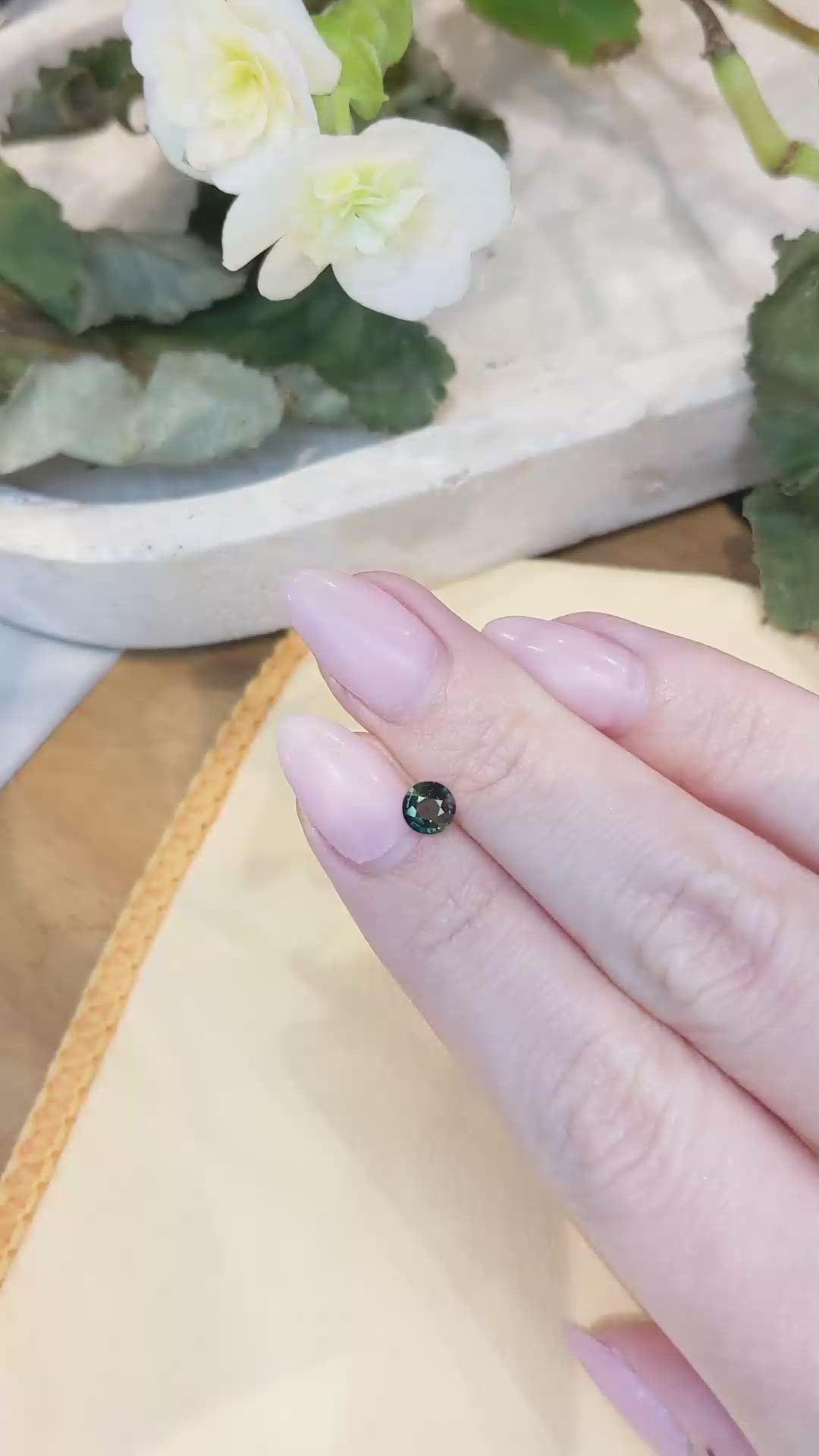 0.47 Ct. Bluish Green Sapphire from Madagascar Size Video