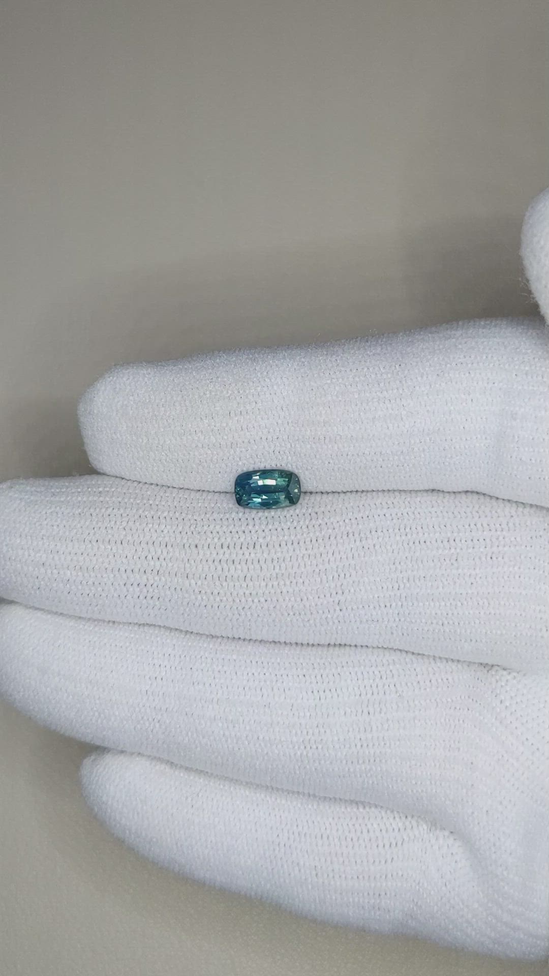 0.96 Ct. Bluish Green Sapphire from Madagascar Size Video