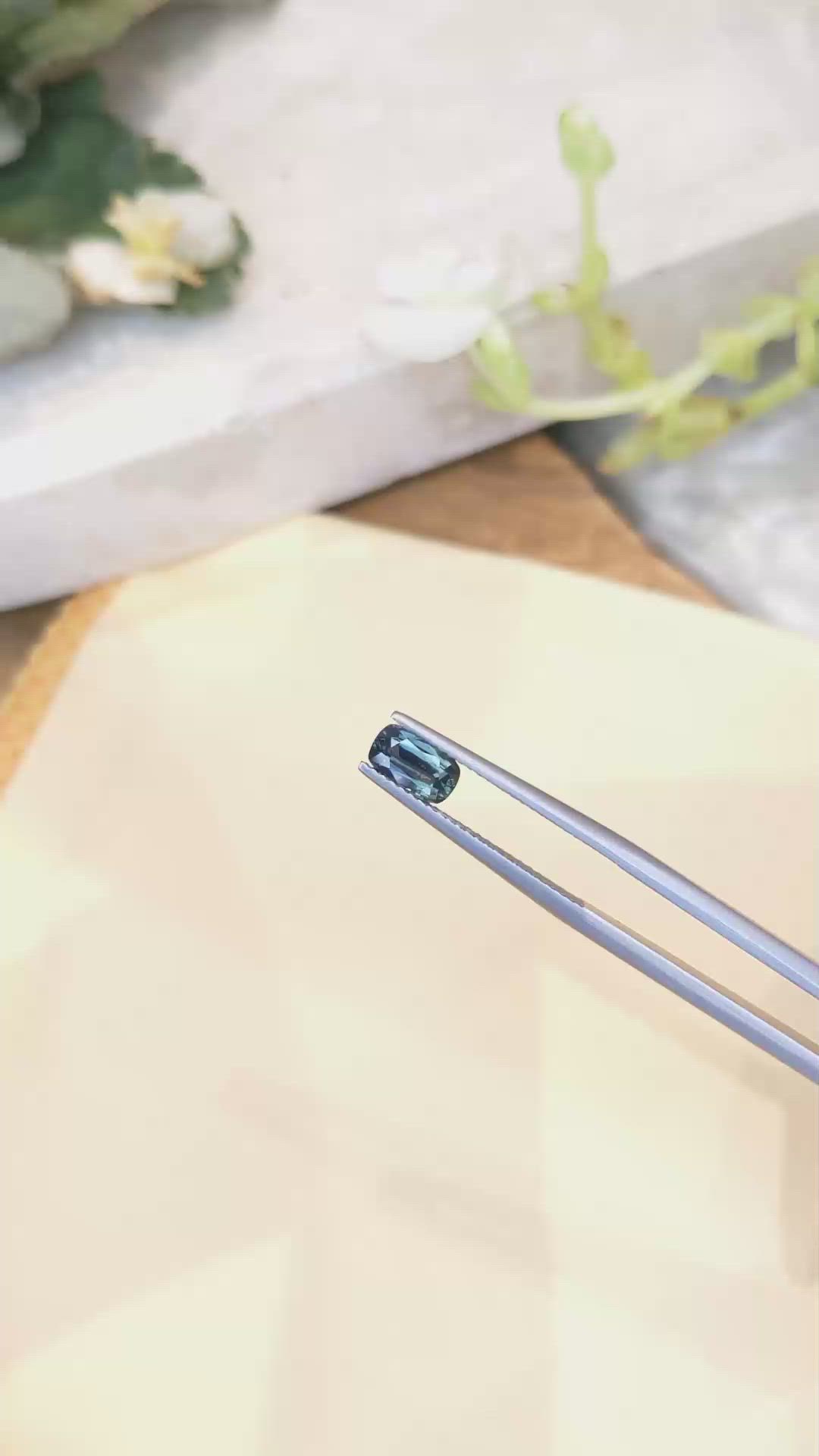 0.96 Ct. Bluish Green Sapphire from Madagascar Size Video