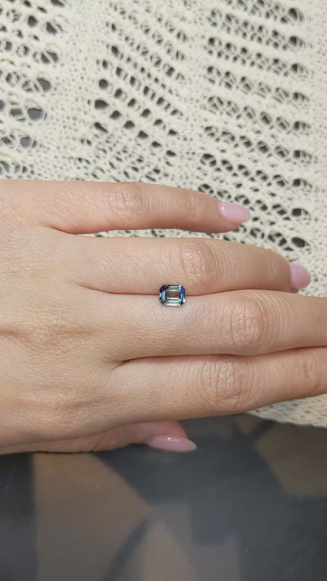 1.12 Ct. Greenish Blue Sapphire from Madagascar Size Video