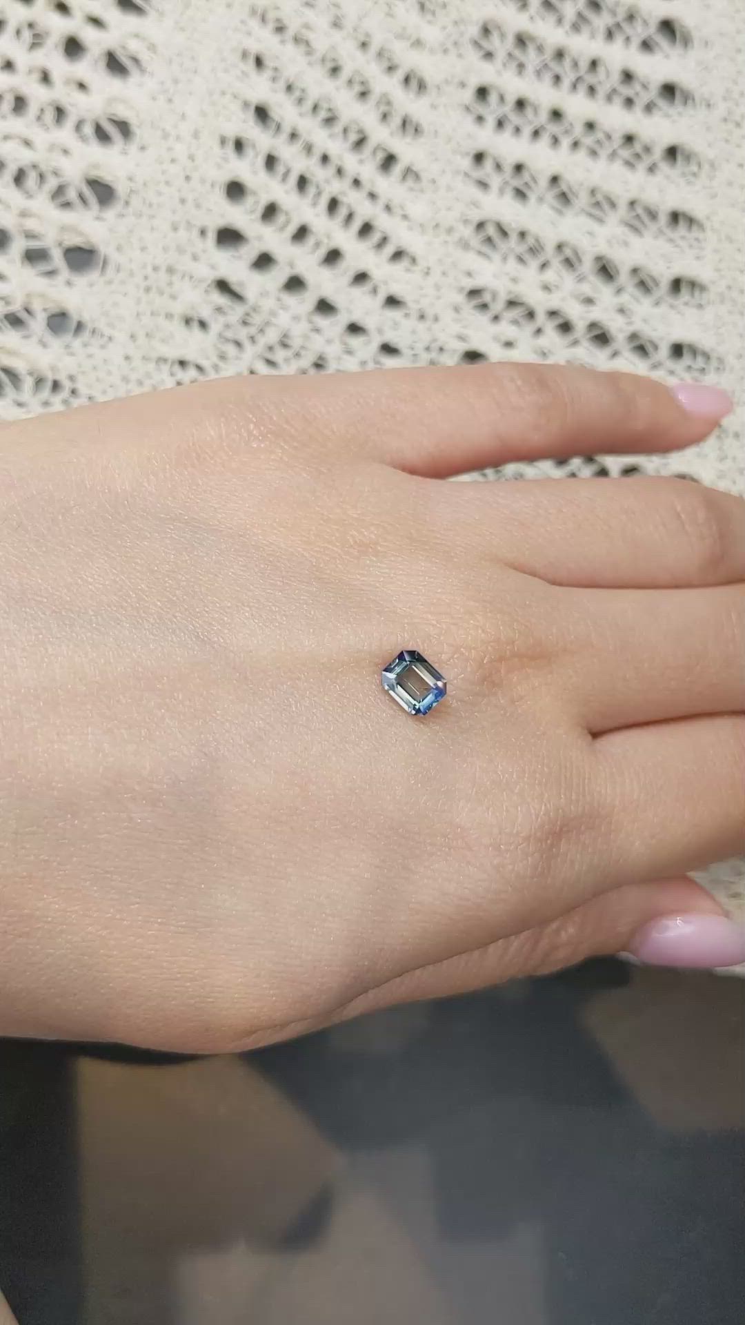 1.12 Ct. Greenish Blue Sapphire from Madagascar Size Video