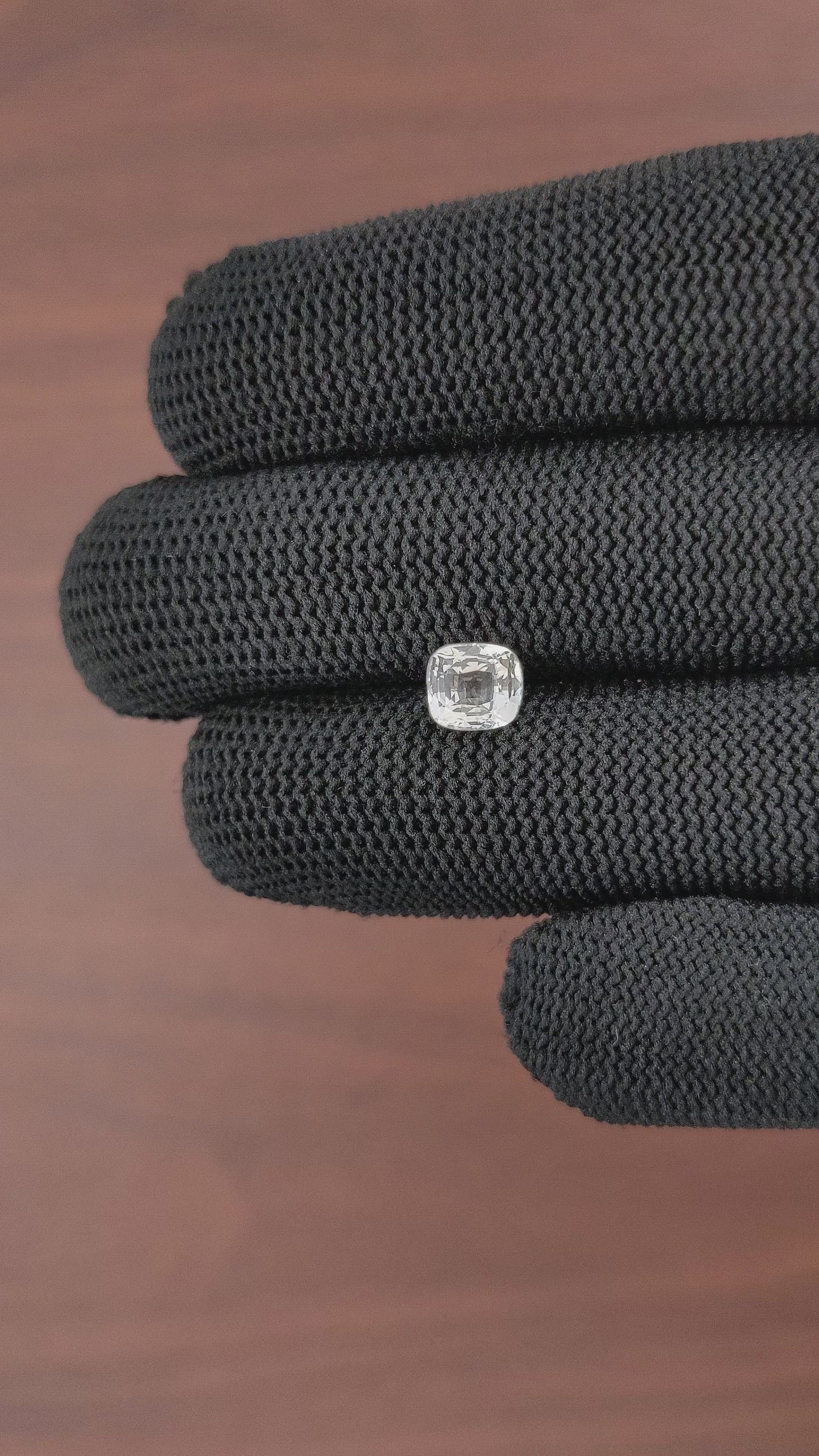 1.78 Ct. White Sapphire from Ceylon (Sri Lanka) Size Video