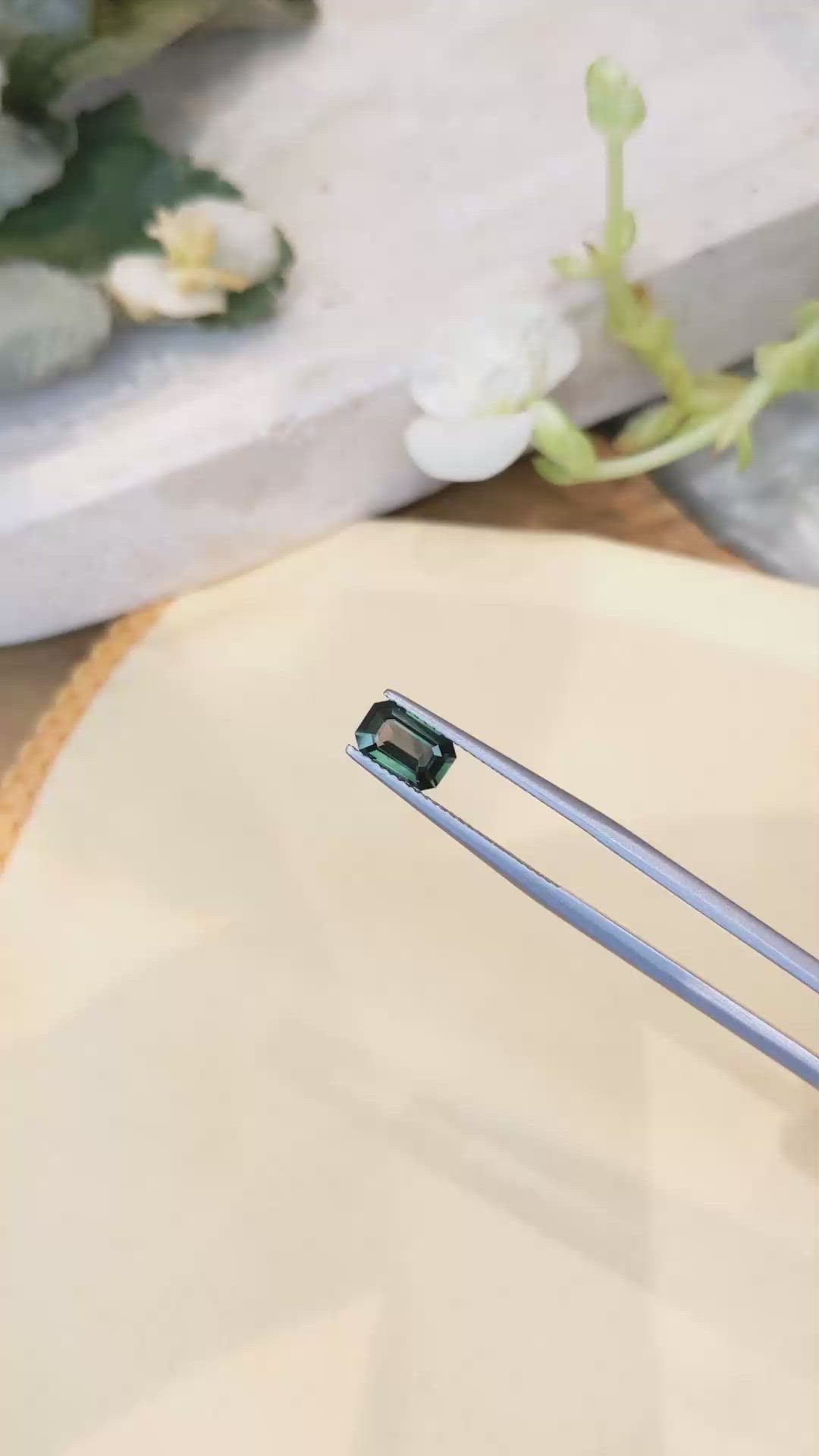 1.13 Ct. Bluish Green Sapphire from Madagascar Size Video