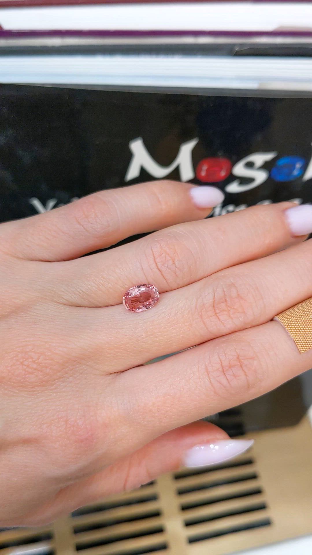 1.69 Ct. Padparadscha Sapphire from Ceylon (Sri Lanka) Size Video