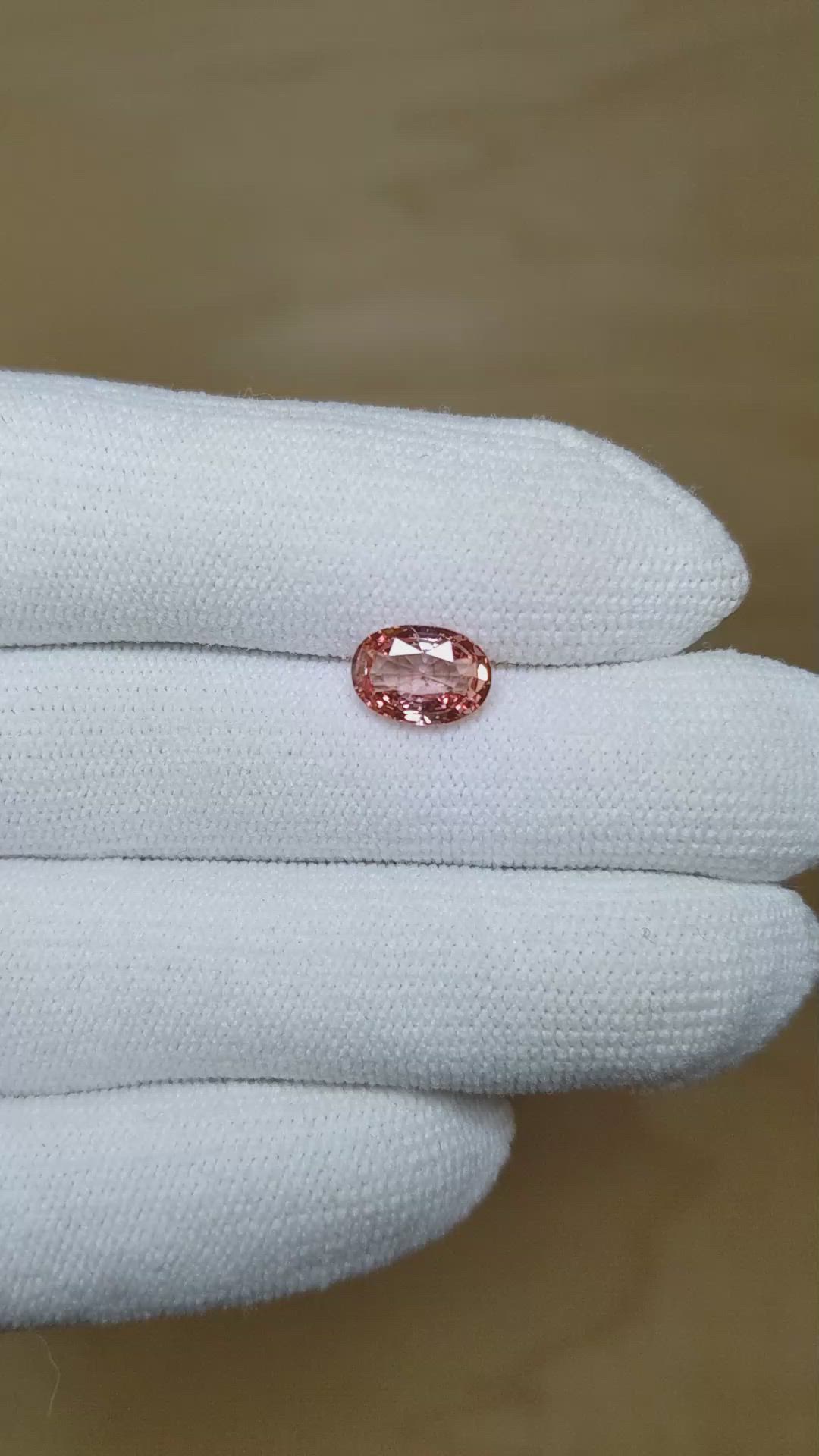 1.69 Ct. Padparadscha Sapphire from Ceylon (Sri Lanka) Size Video