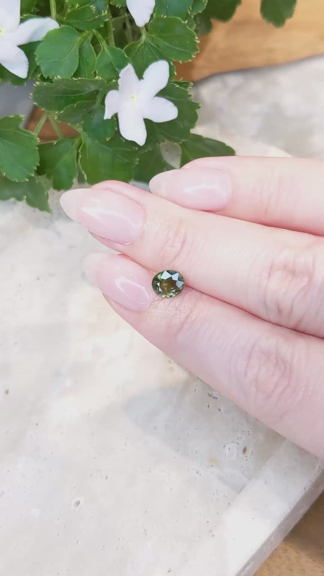 1.11 Ct. Green Sapphire from Thailand Size Video