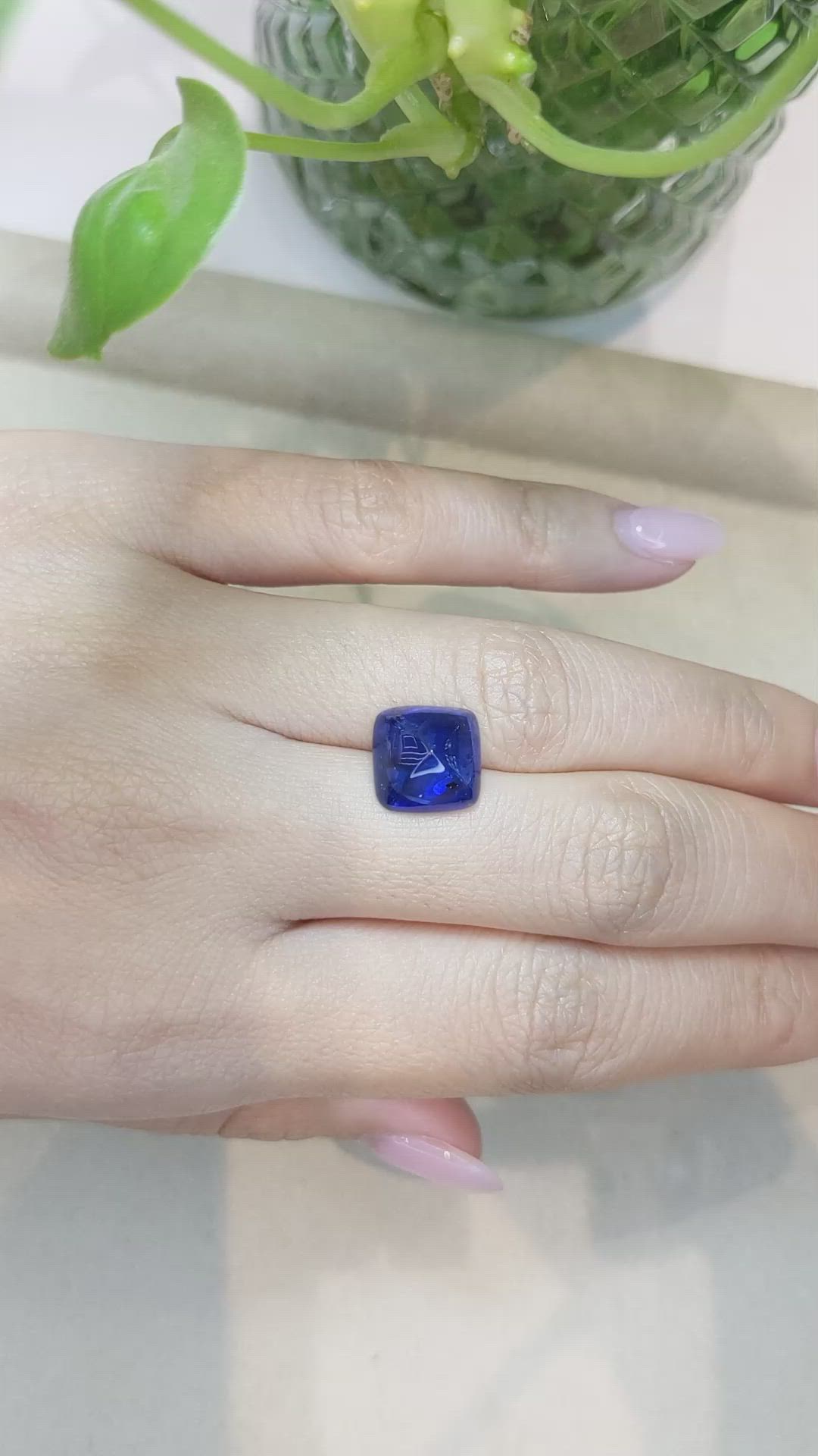 7.28 Ct. Blue Cabochon Sapphire from Ceylon (Sri Lanka) Size Video