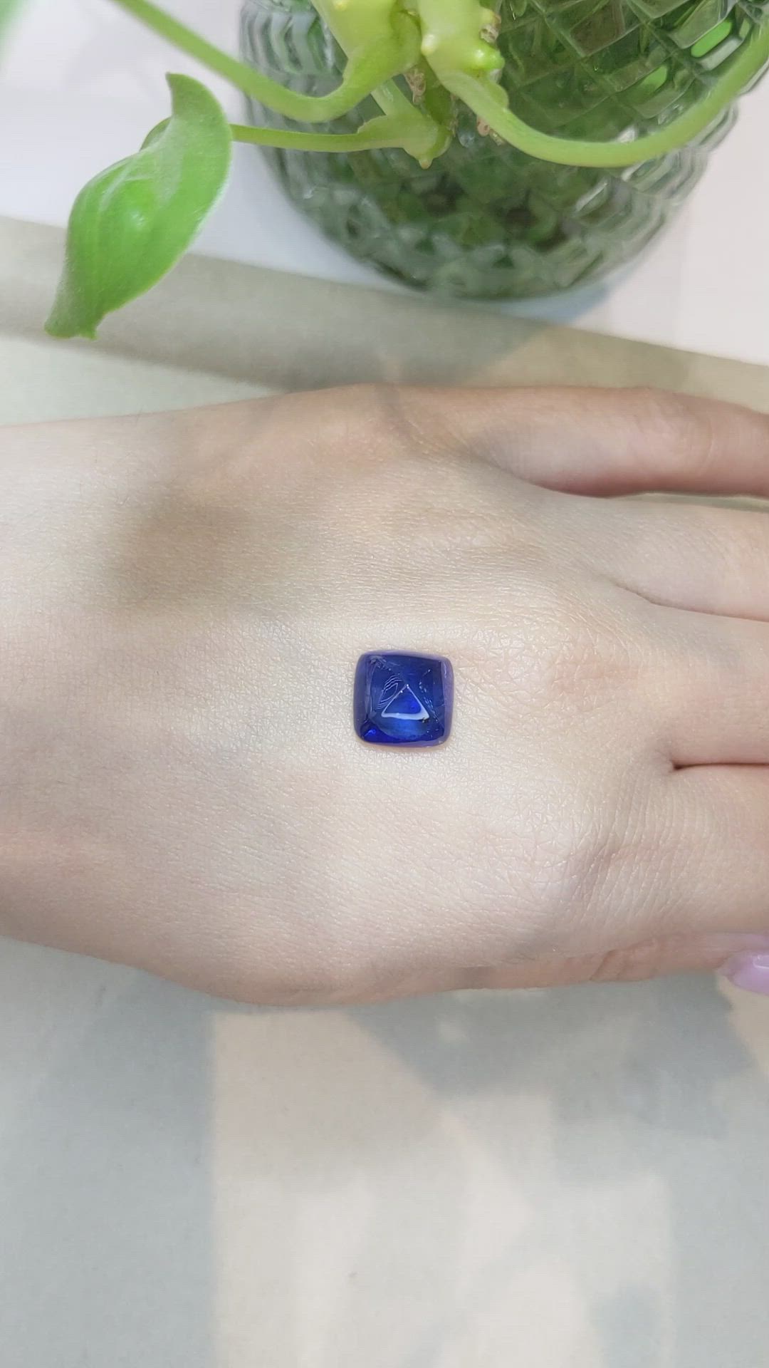 7.28 Ct. Blue Cabochon Sapphire from Ceylon (Sri Lanka) Size Video