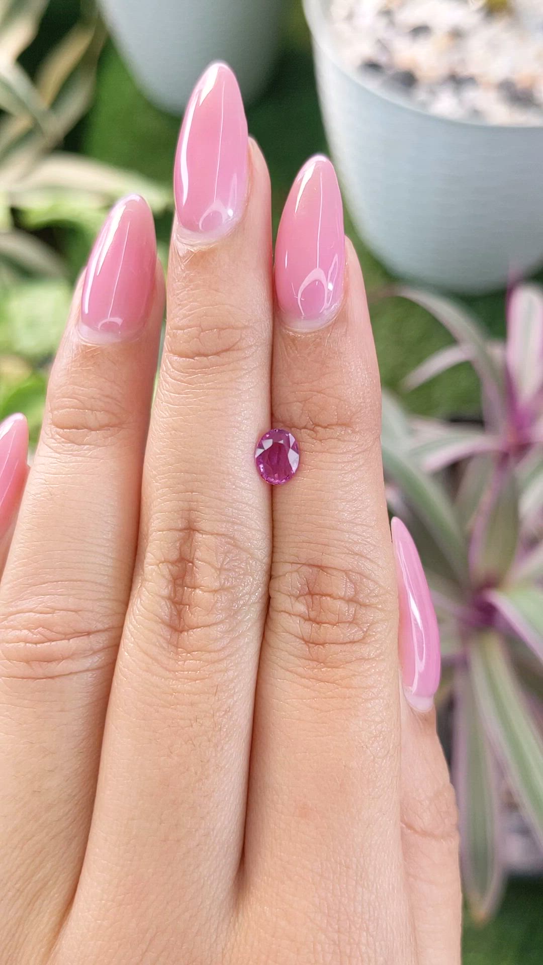 0.64 Ct. Purplish Pink Sapphire from Ceylon (Sri Lanka) Size Video