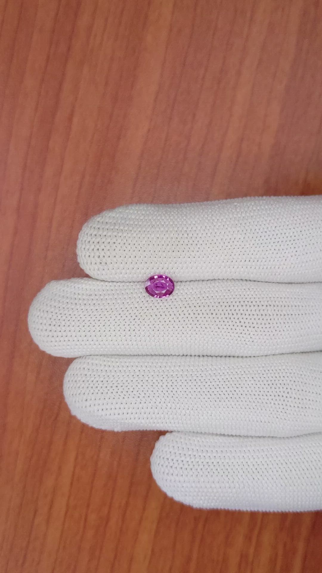 0.64 Ct. Purplish Pink Sapphire from Ceylon (Sri Lanka) Size Video