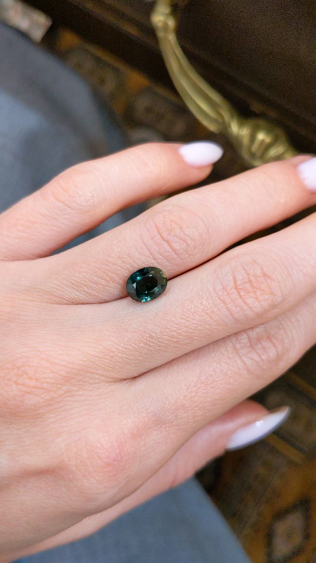 2.47 Ct. Greenish Blue Sapphire from Ceylon (Sri Lanka) Size Video