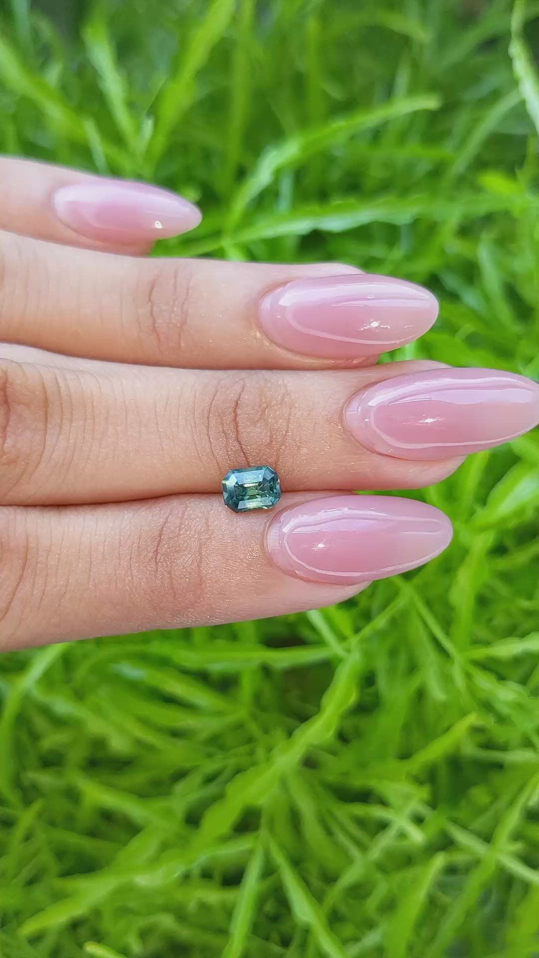 1.07 Ct. Bluish Green Sapphire from Madagascar Size Video