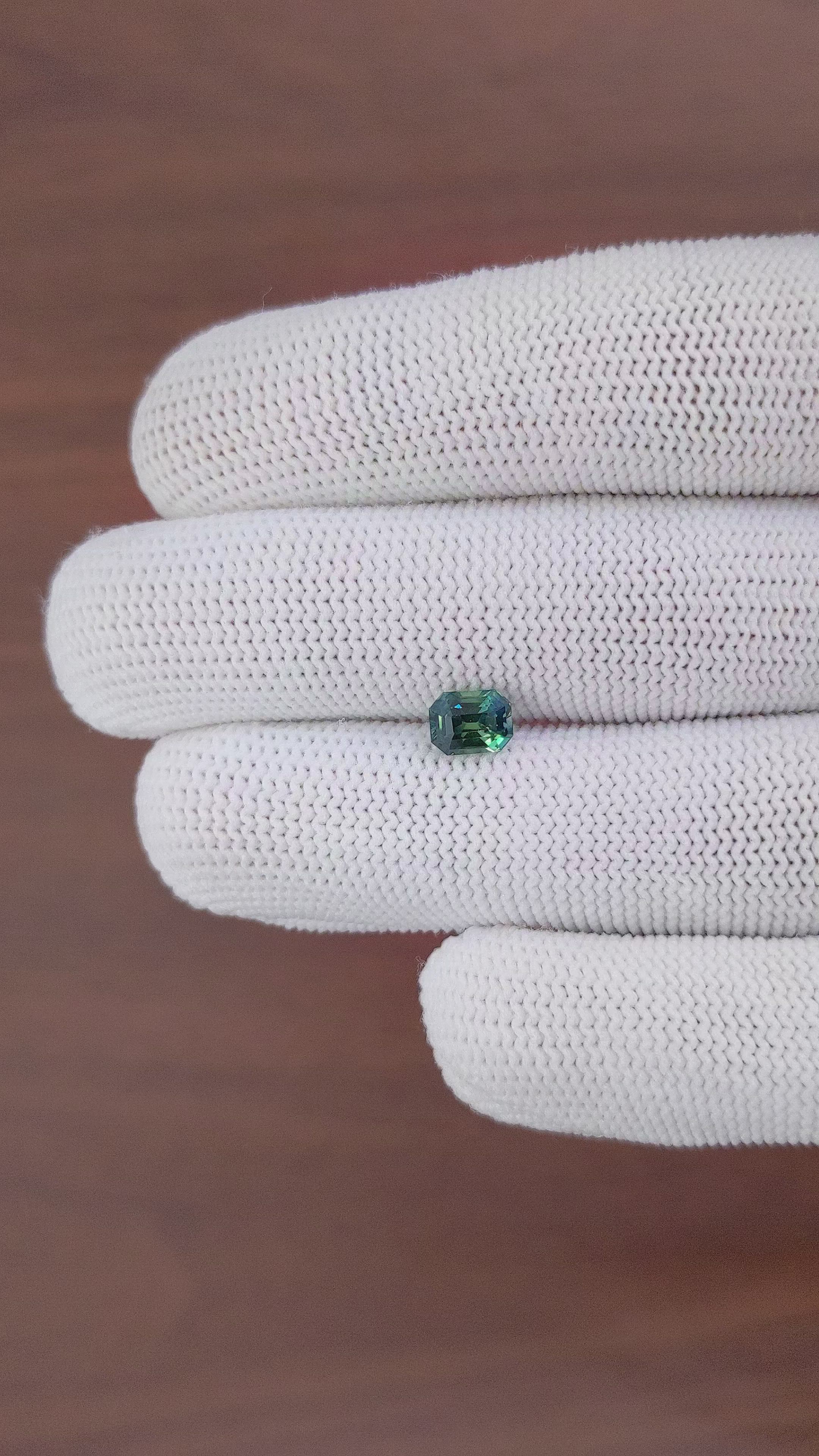 1.07 Ct. Bluish Green Sapphire from Madagascar Size Video
