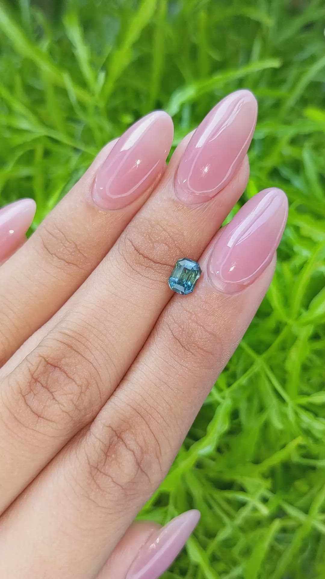 1.07 Ct. Bluish Green Sapphire from Madagascar Size Video