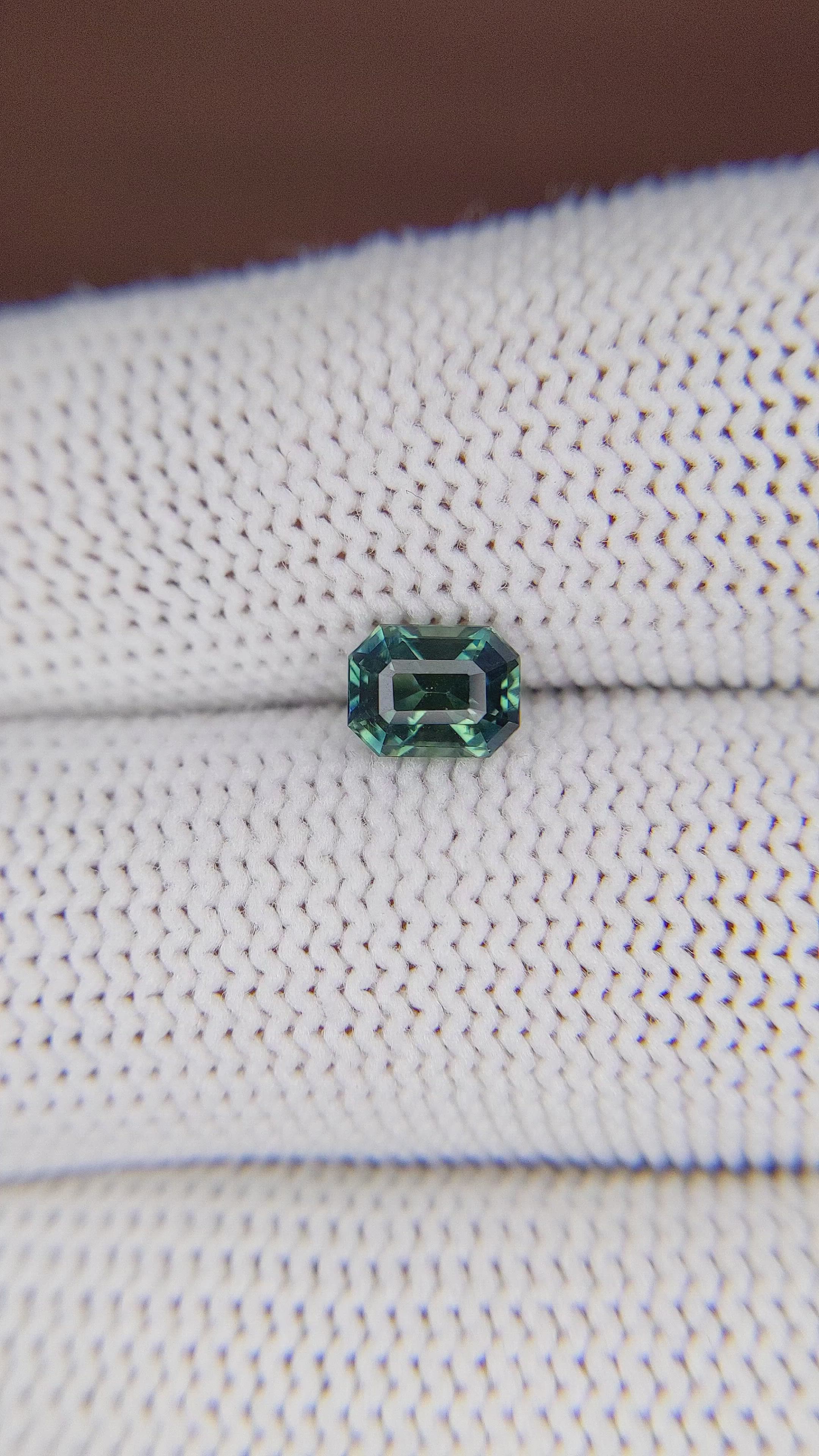 1.07 Ct. Bluish Green Sapphire from Madagascar Size Video