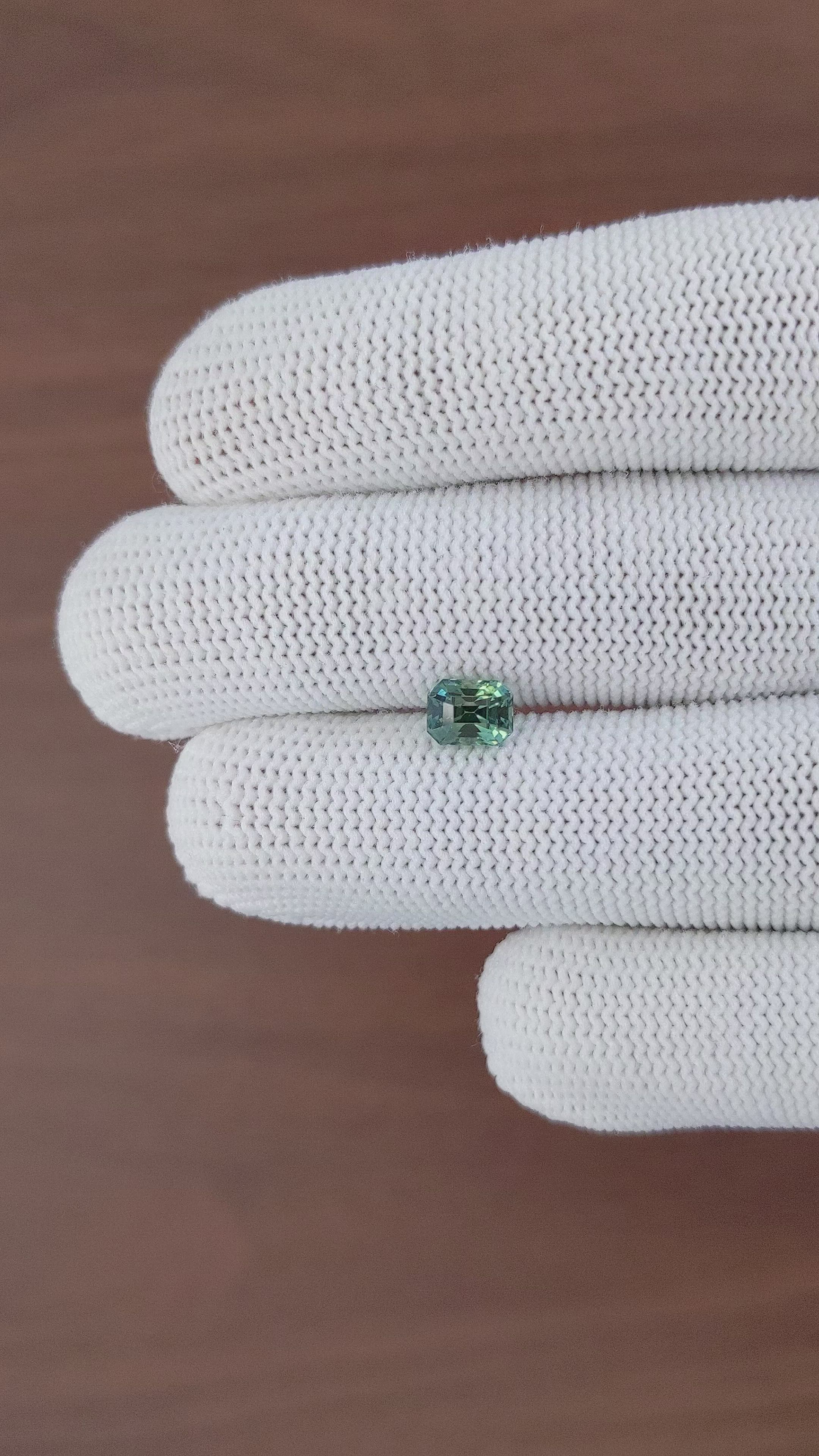 1.16 Ct. Bluish Green Sapphire from Madagascar Size Video