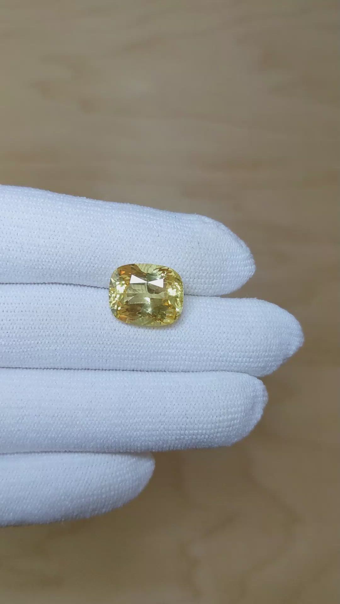 10.11 Ct. Yellow Sapphire from Ceylon (Sri Lanka) Size Video
