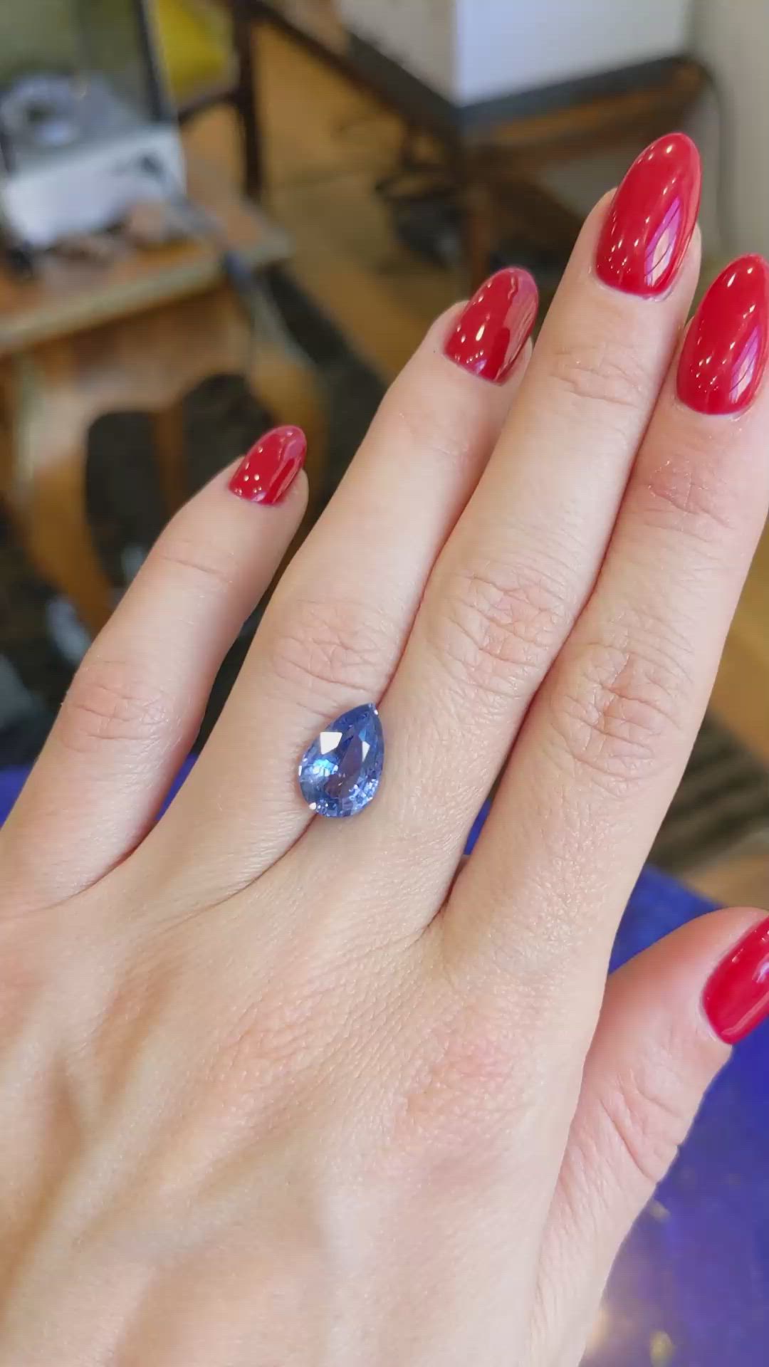 3.77 Ct. Blue Sapphire from Ceylon (Sri Lanka) Size Video