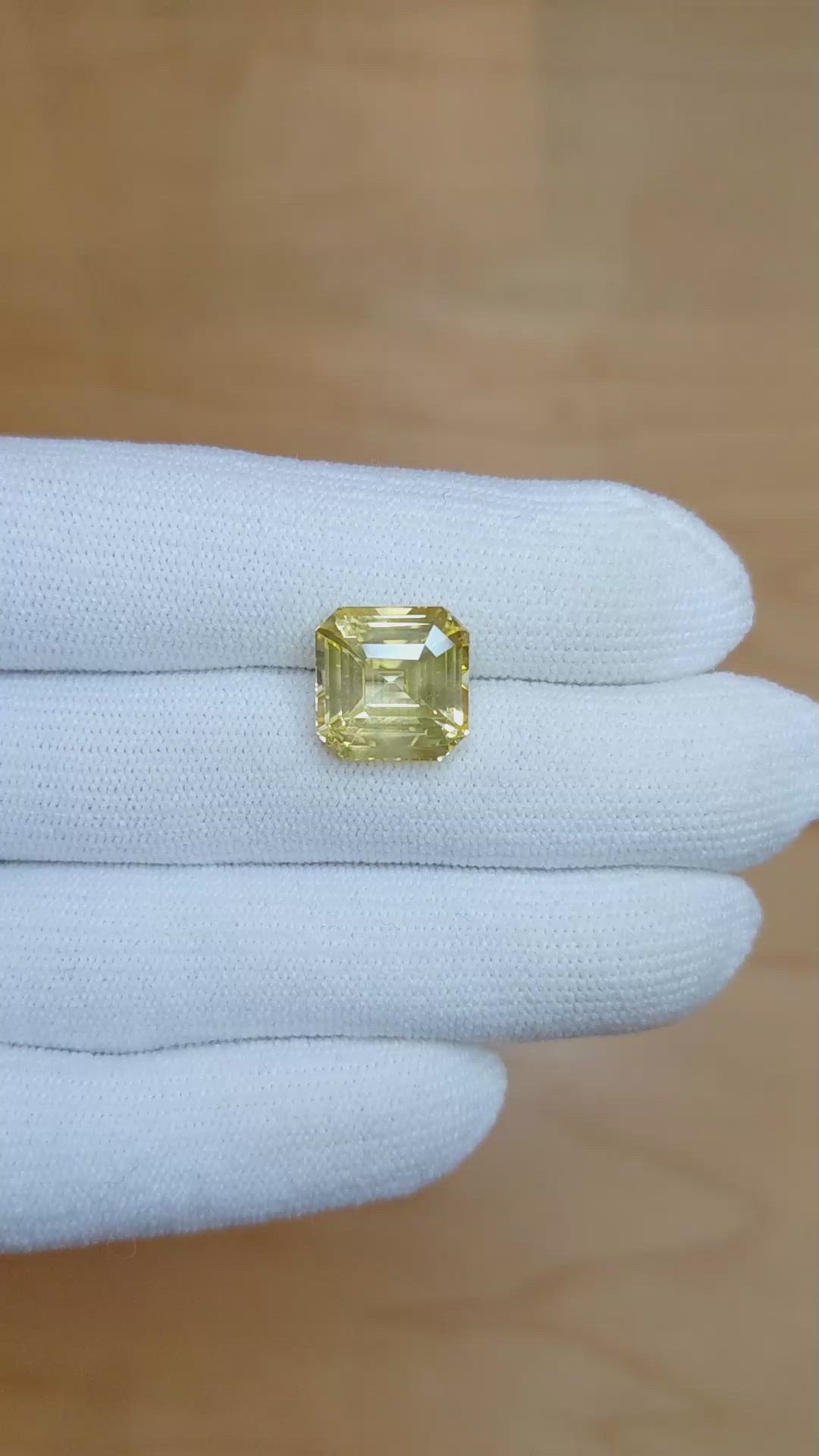 10.55 Ct. Yellow Sapphire from Ceylon (Sri Lanka) Size Video