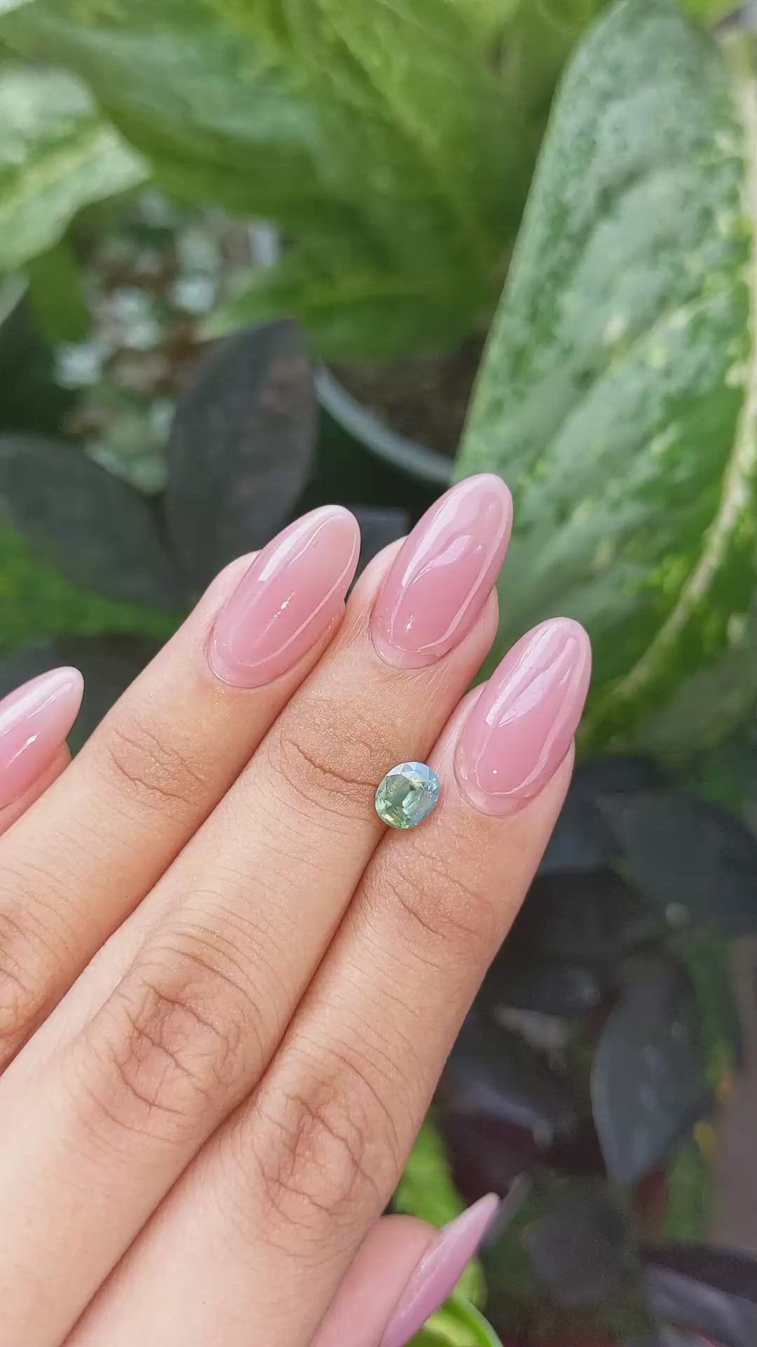 1.14 Ct. Bluish Green Sapphire from Madagascar Size Video