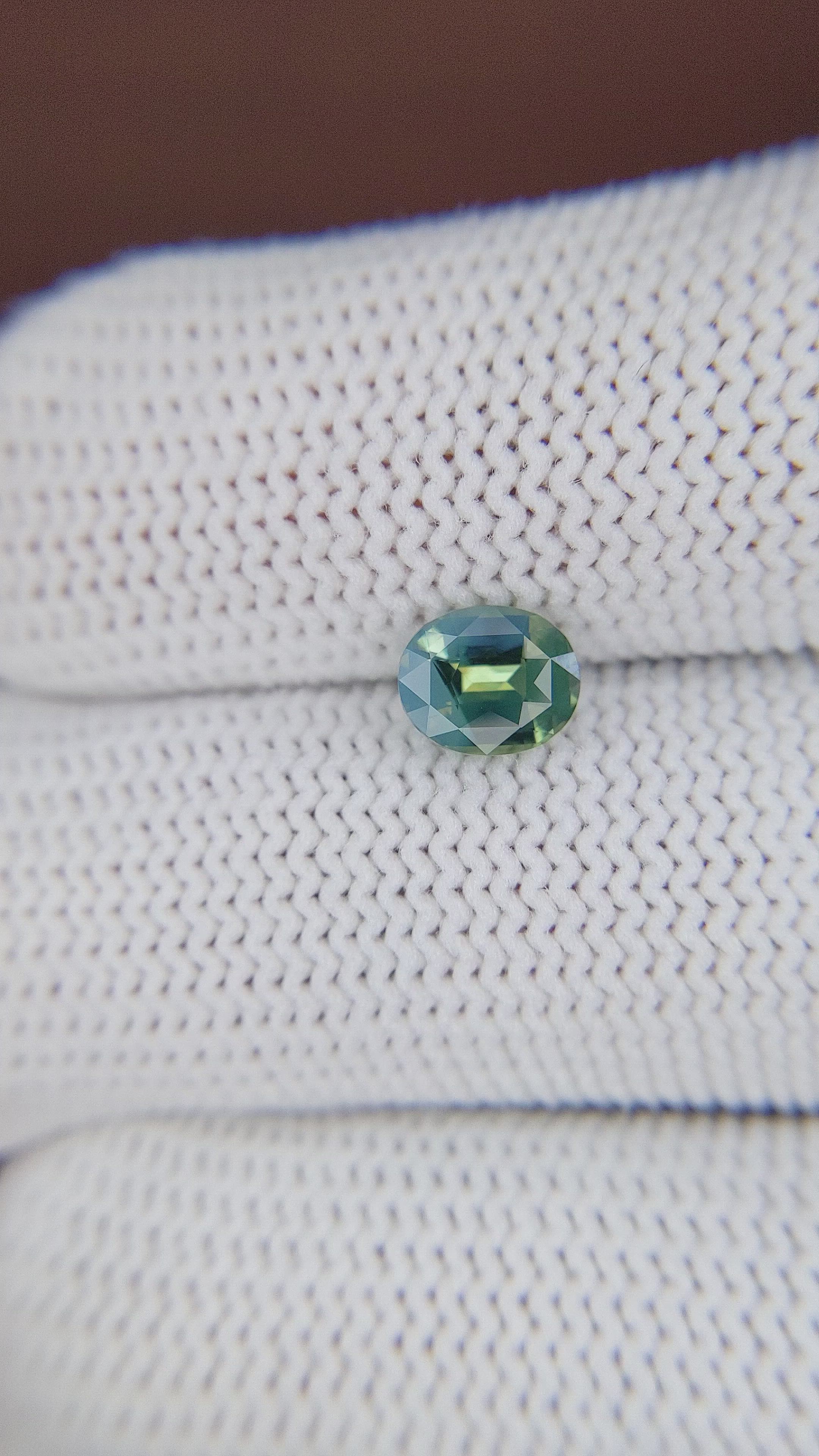 1.14 Ct. Bluish Green Sapphire from Madagascar Size Video