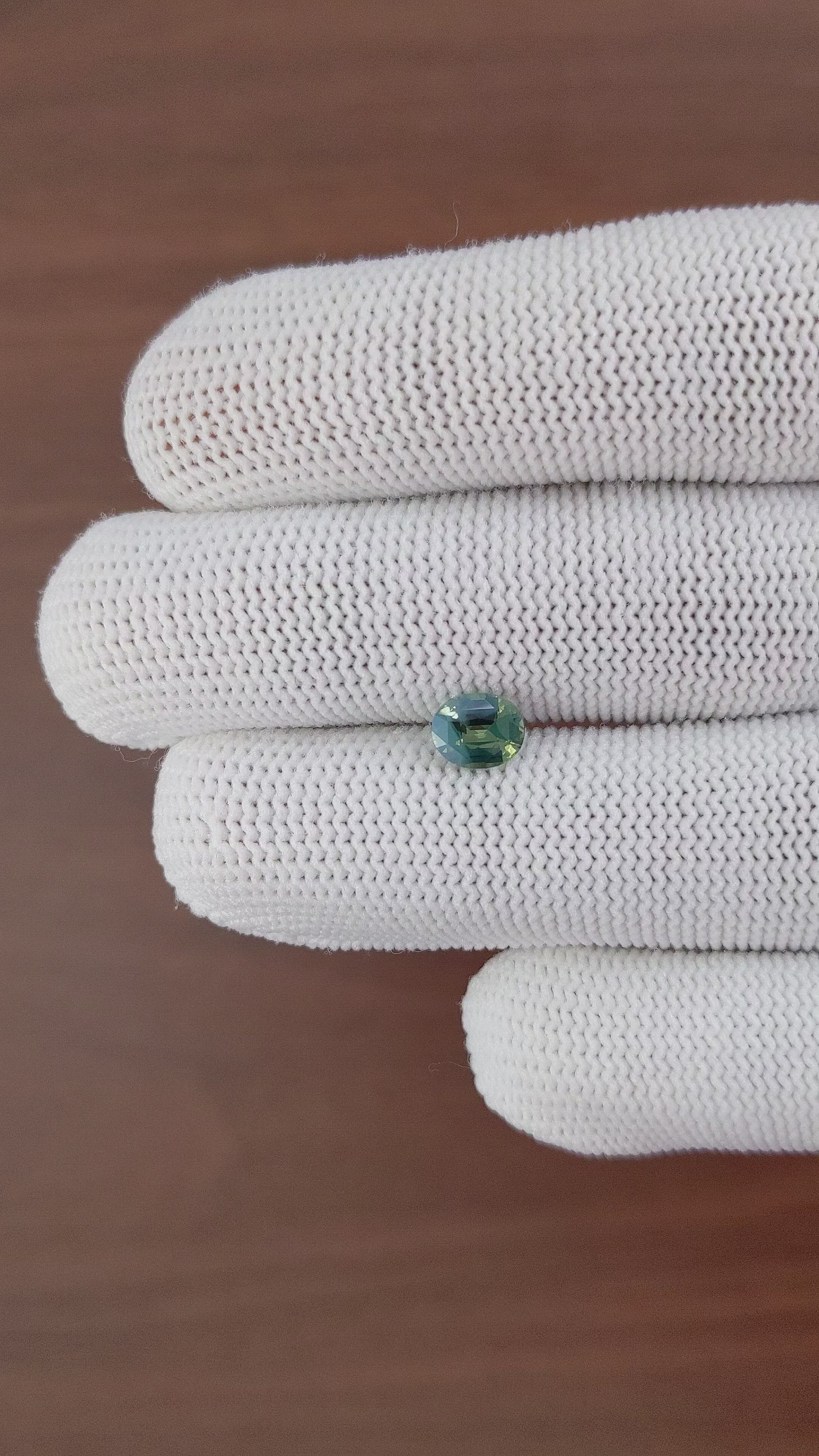 1.14 Ct. Bluish Green Sapphire from Madagascar Size Video