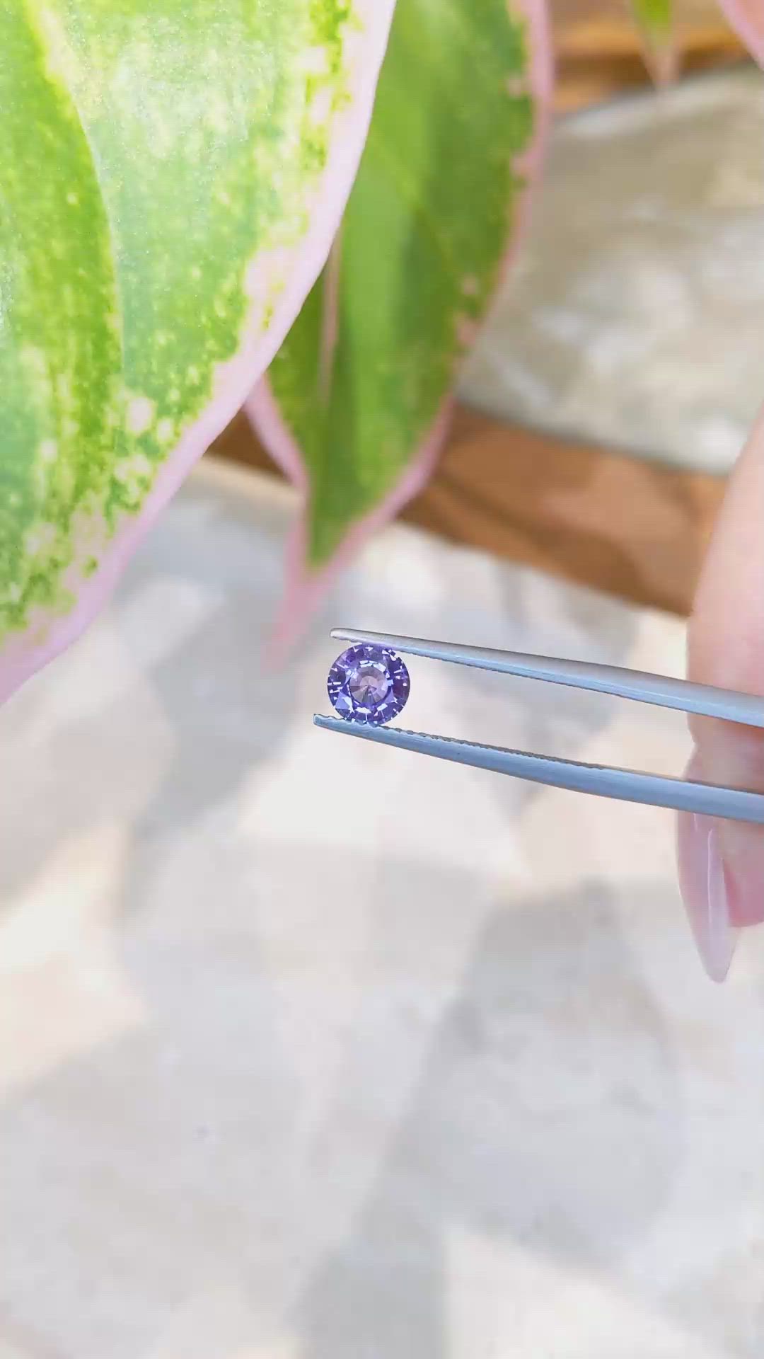 0.88 Ct. Purplish Blue Sapphire from Ceylon (Sri Lanka) Size Video