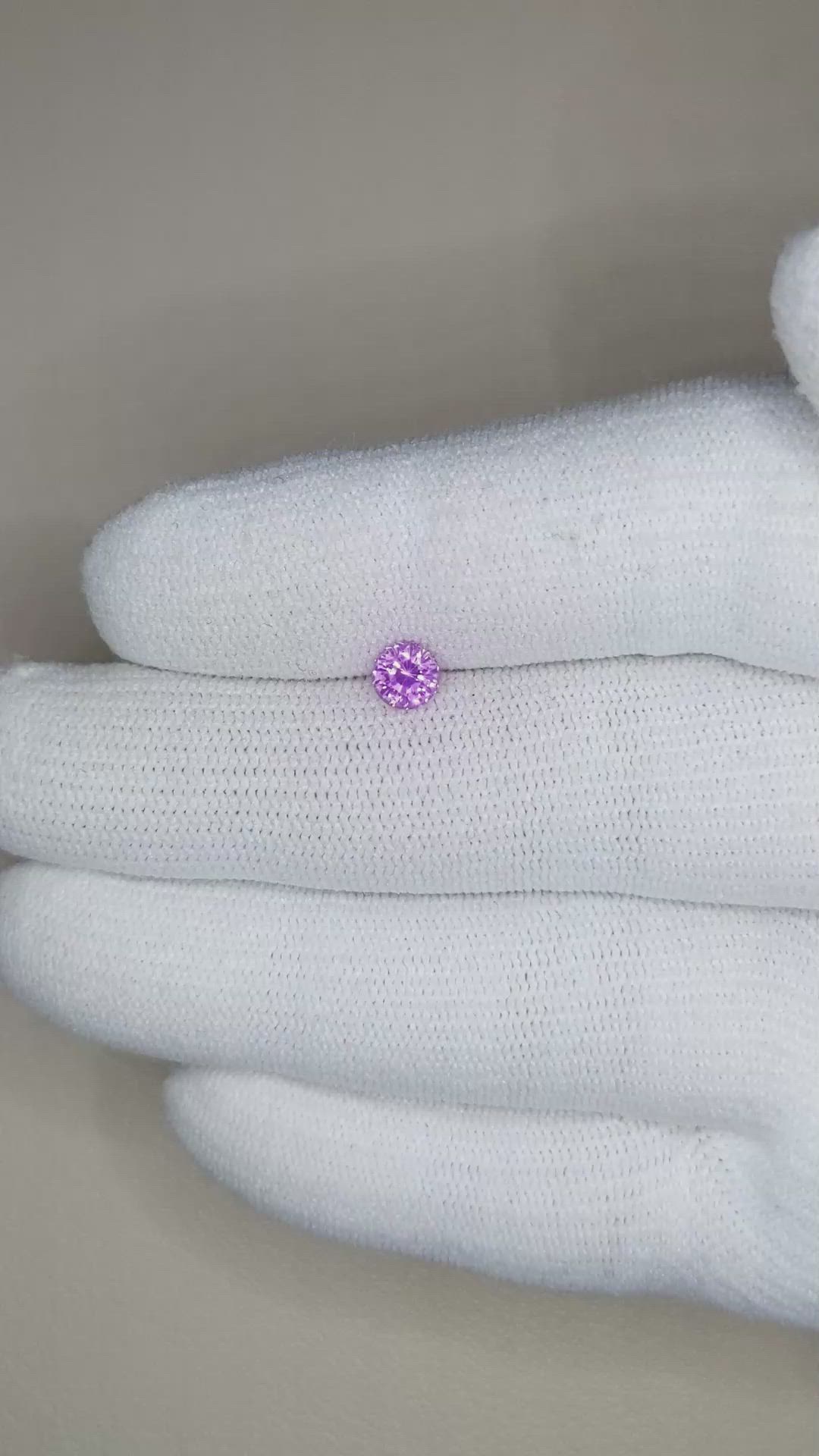 0.62 Ct. Pinkish Purple Sapphire from Ceylon (Sri Lanka) Size Video