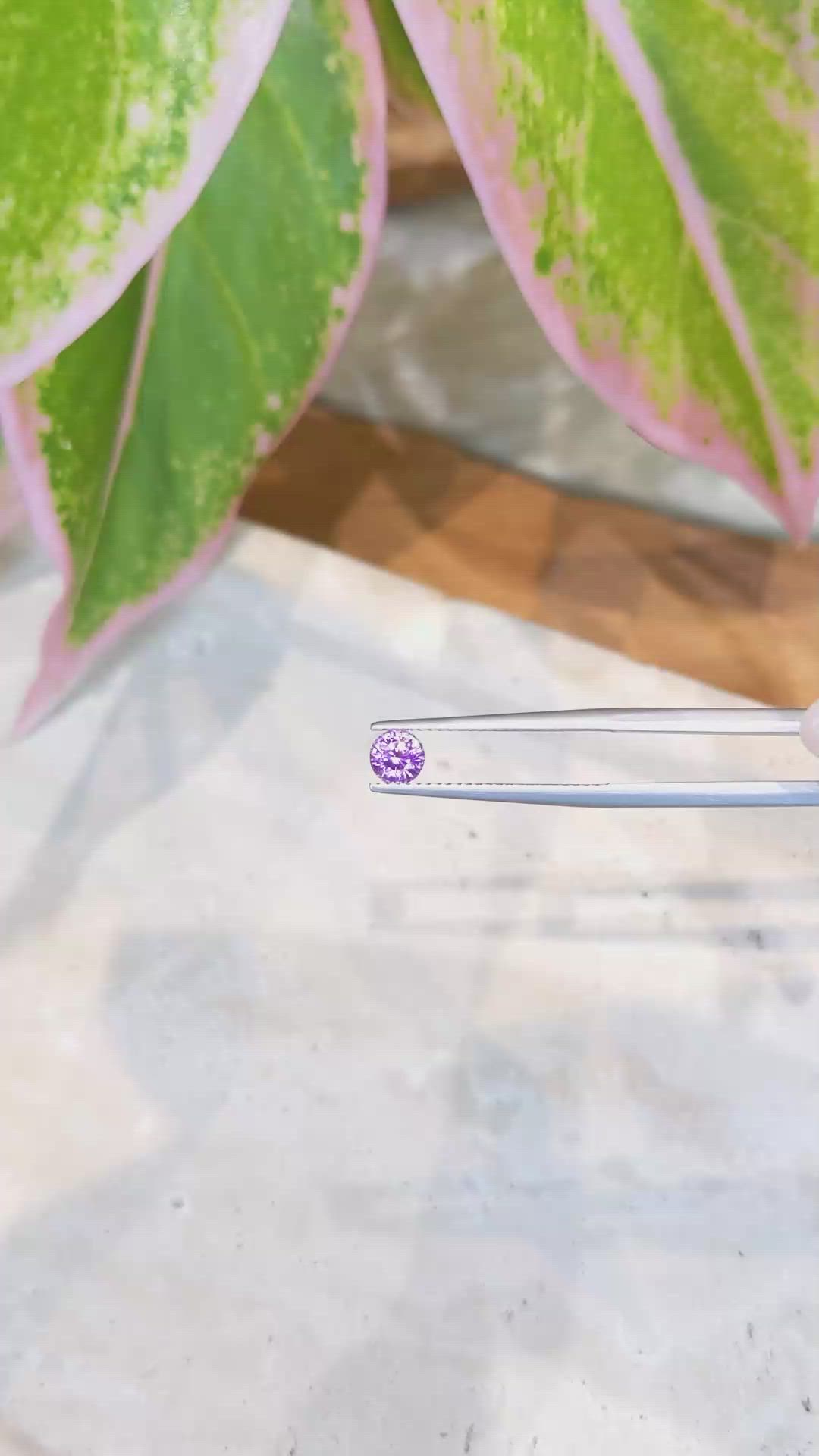 0.62 Ct. Pinkish Purple Sapphire from Ceylon (Sri Lanka) Size Video