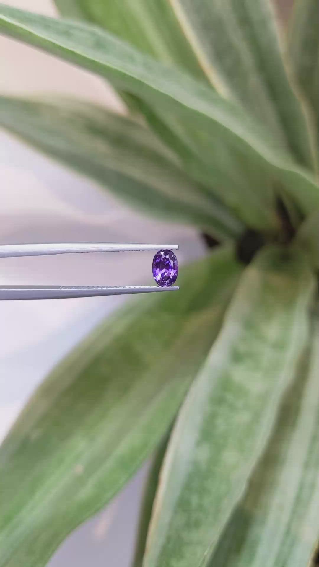 0.74 Ct. Purple Sapphire from Ceylon (Sri Lanka) Size Video