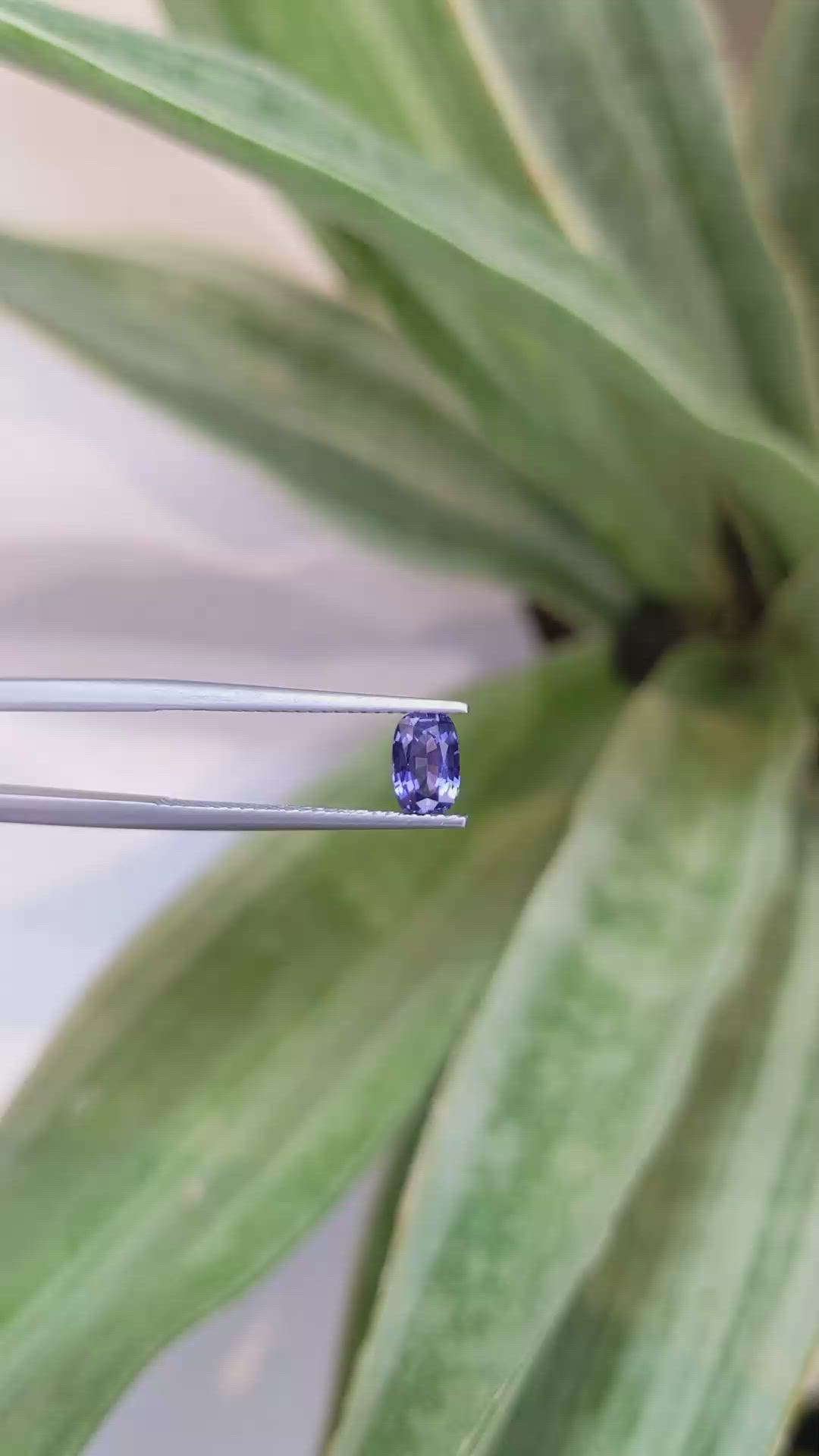 0.84 Ct. Purplish Blue Sapphire from Ceylon (Sri Lanka) Size Video