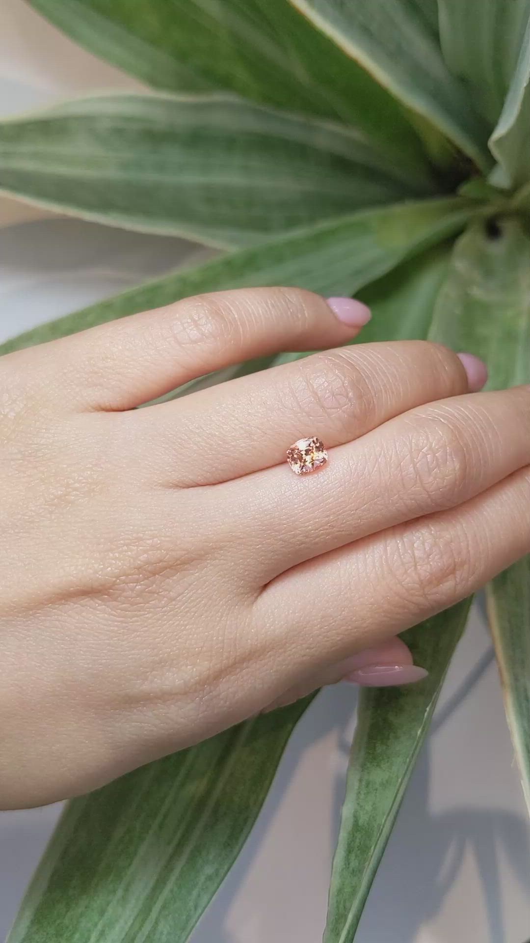 1.17 Ct. Peach Sapphire from Ceylon (Sri Lanka) Size Video