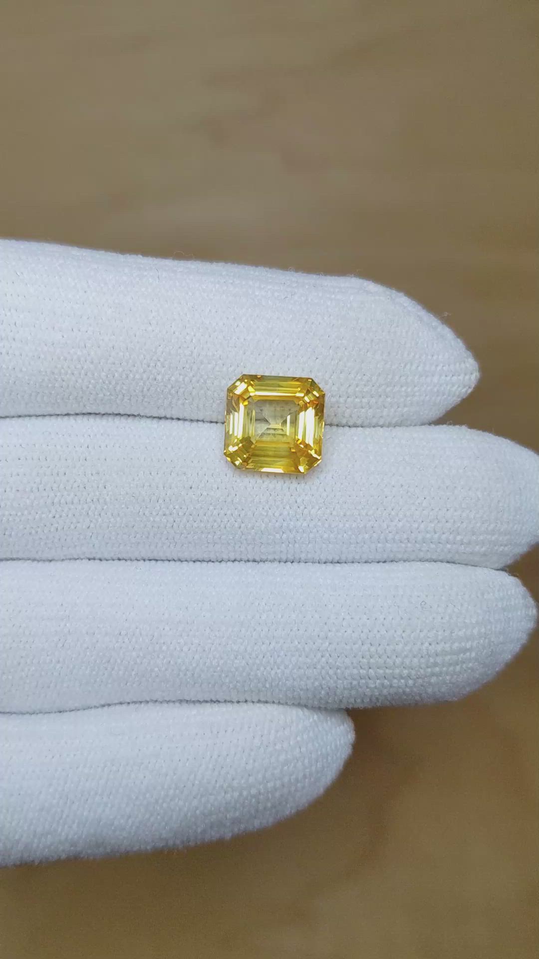 5.14 Ct. Yellow Sapphire from Ceylon (Sri Lanka) Size Video