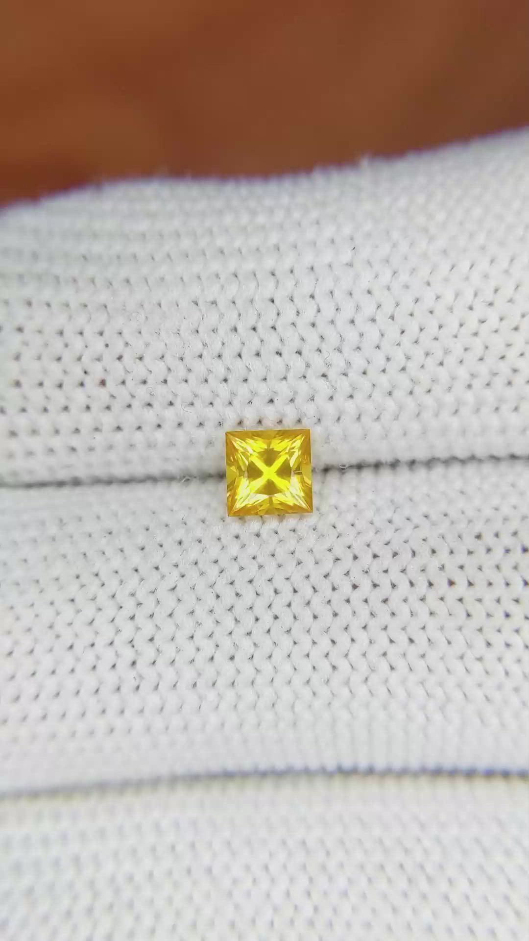 0.59 Ct. Orangish Yellow Sapphire from Ceylon (Sri Lanka) Size Video