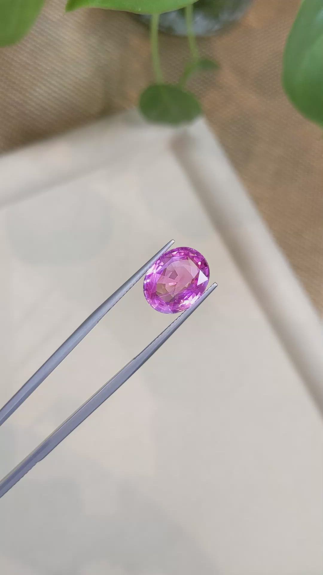 7.05 Ct. Pink Sapphire from Ceylon (Sri Lanka) Size Video
