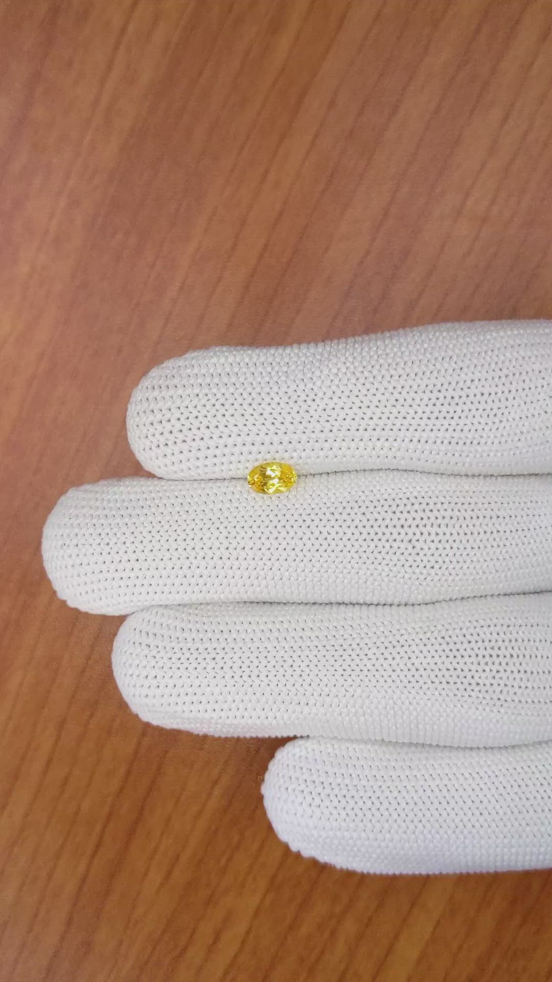 0.43 Ct. Orangish Yellow Sapphire from Ceylon (Sri Lanka) Size Video