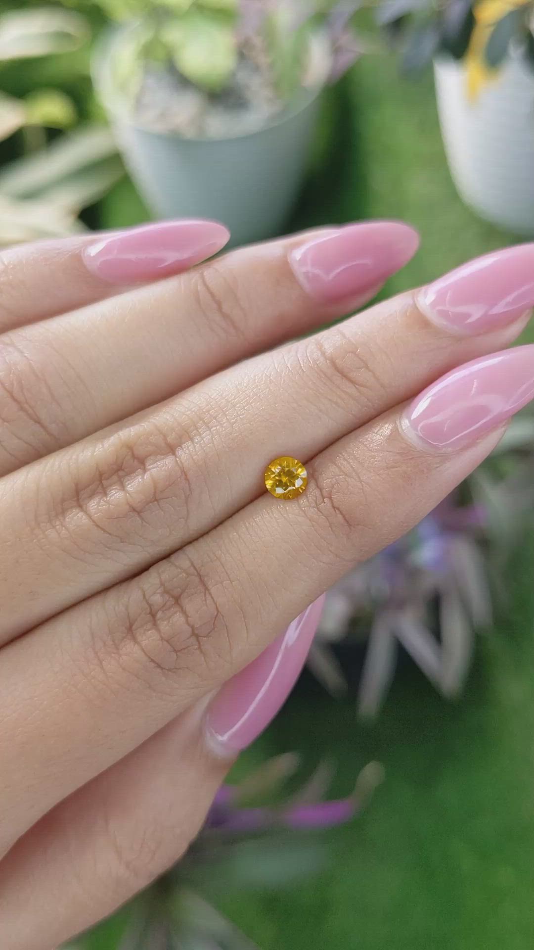0.56 Ct. Yellowish Orange Sapphire from Ceylon (Sri Lanka) Size Video