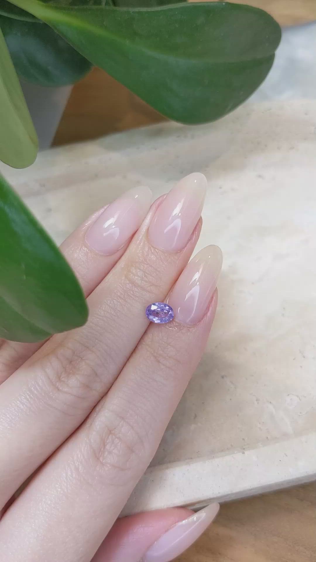 0.81 Ct. Pinkish Purple Sapphire from Ceylon (Sri Lanka) Size Video